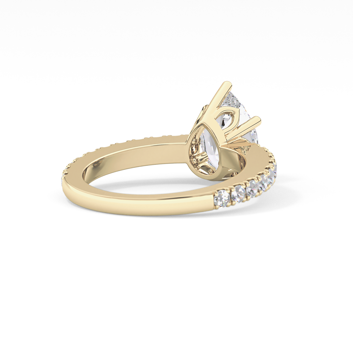 Pear Cut 1.81 Carat Moissanite Ring – Pave Setting in Gold