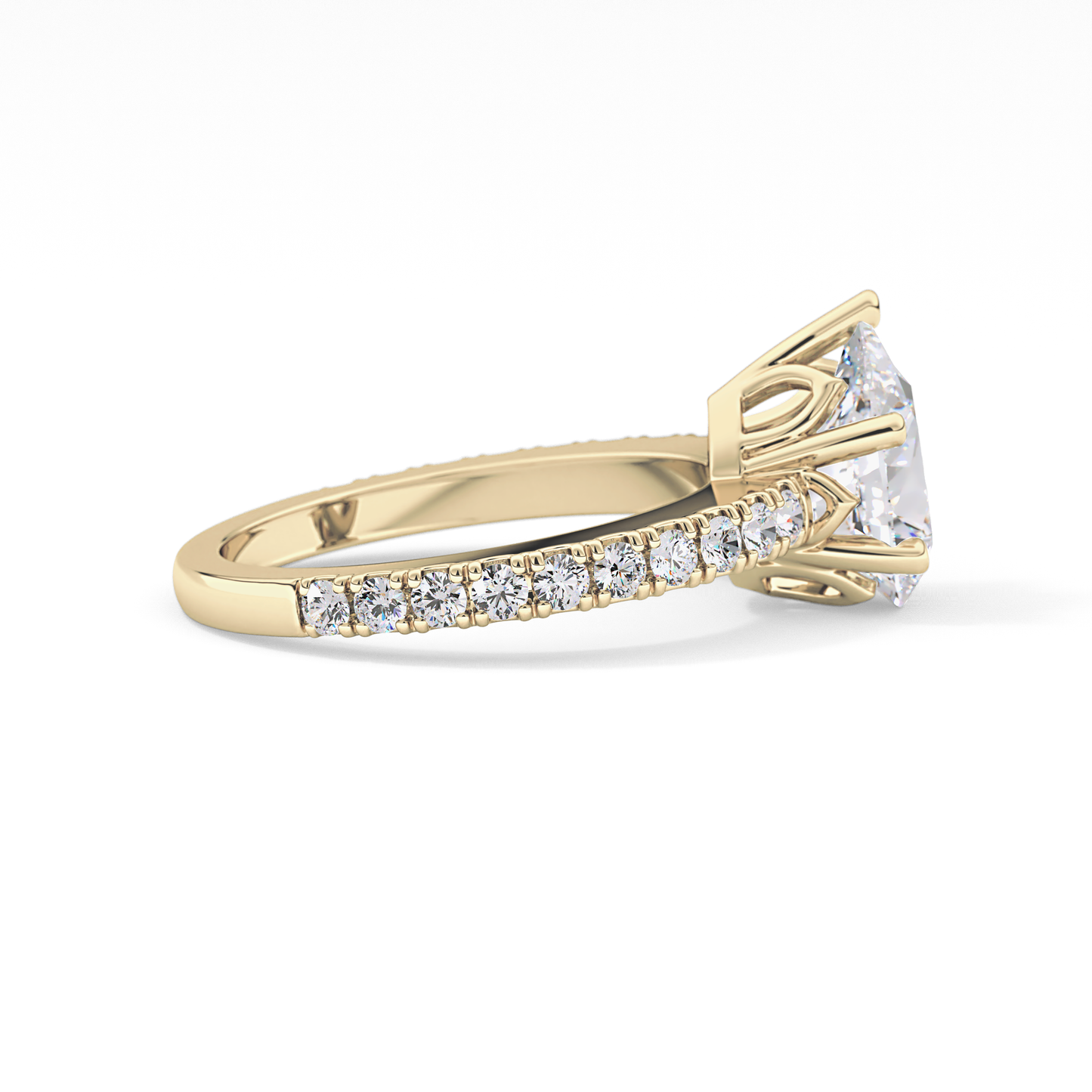 Pear Cut 1.81 Carat Moissanite Ring – Pave Setting in Gold