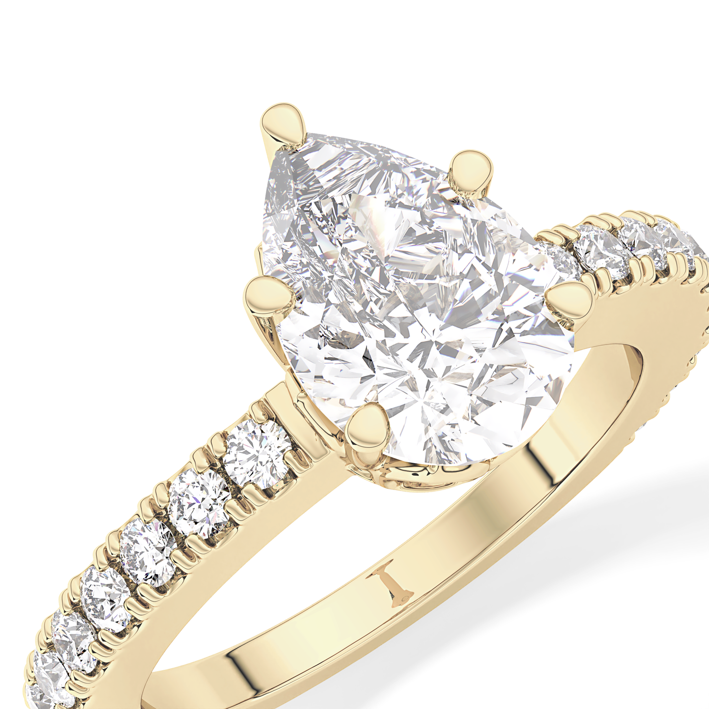 Pear Cut 1.81 Carat Moissanite Ring – Pave Setting in Gold