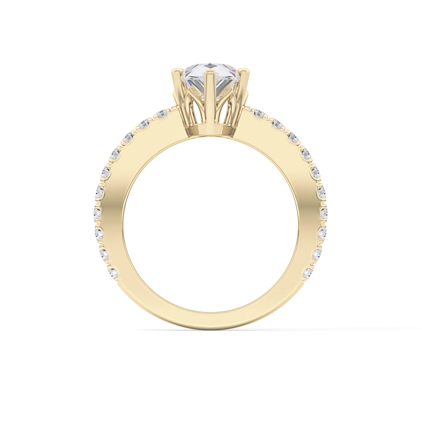 Pear Cut 1.81 Carat Moissanite Ring – Pave Setting in Gold