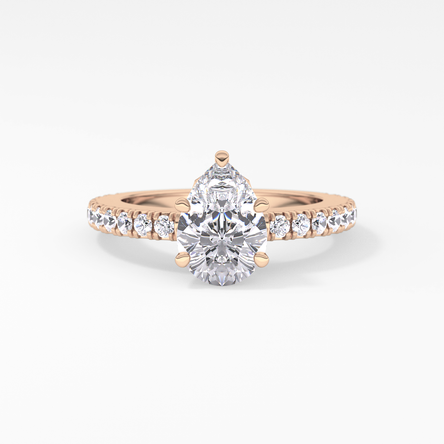 Pear Cut 1.81 Carat Moissanite Ring – Pave Setting in Gold