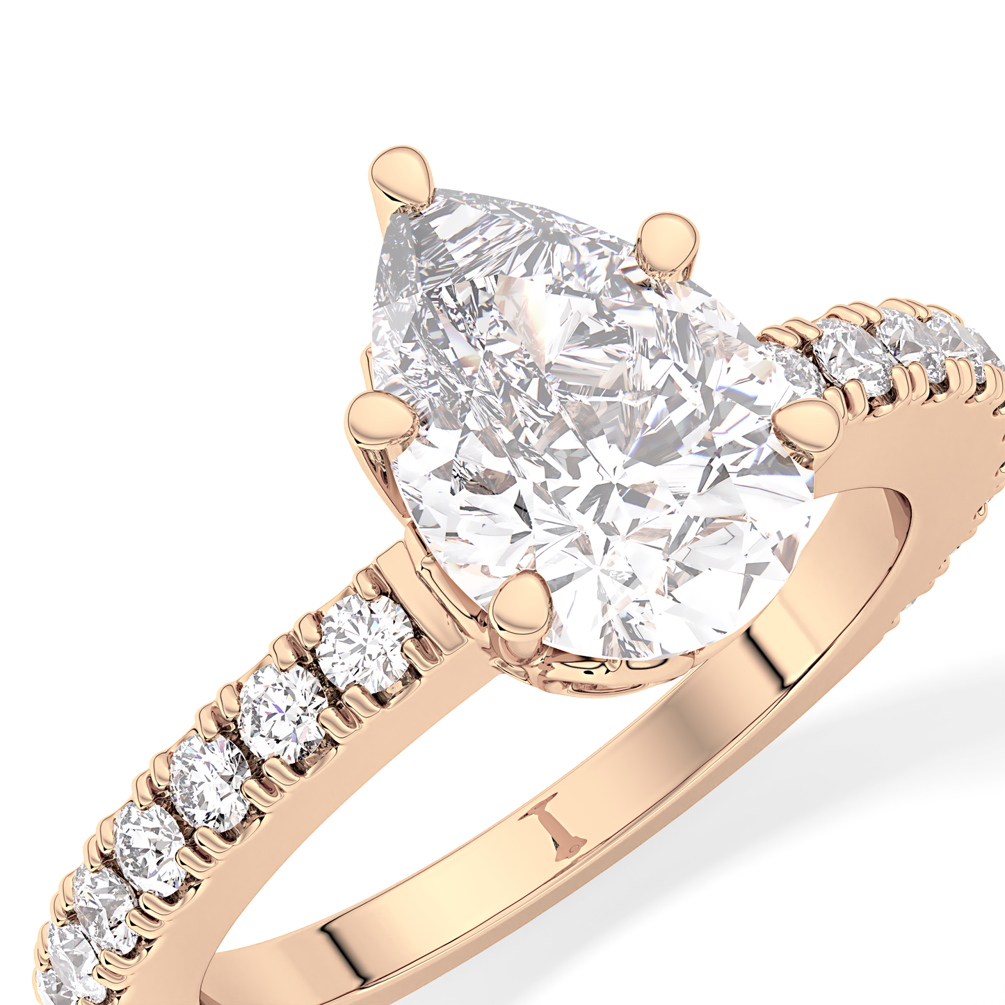 Pear Cut 1.81 Carat Moissanite Ring – Pave Setting in Gold