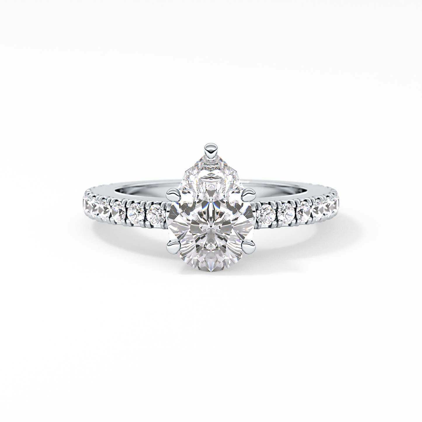 Pear Cut 1.81 Carat Moissanite Ring – Pave Setting in Gold