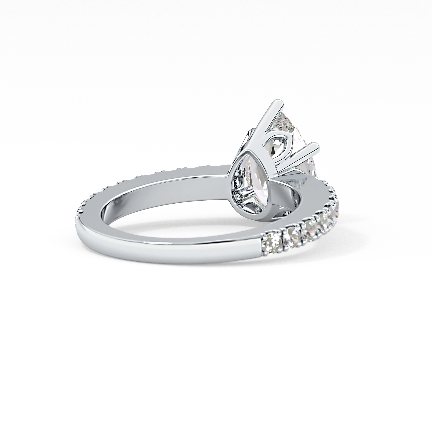 Pear Cut 1.81 Carat Moissanite Ring – Pave Setting in Gold
