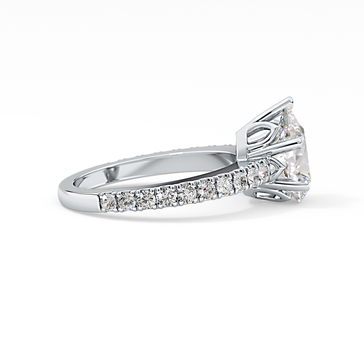 Pear Cut 1.81 Carat Moissanite Ring – Pave Setting in Gold