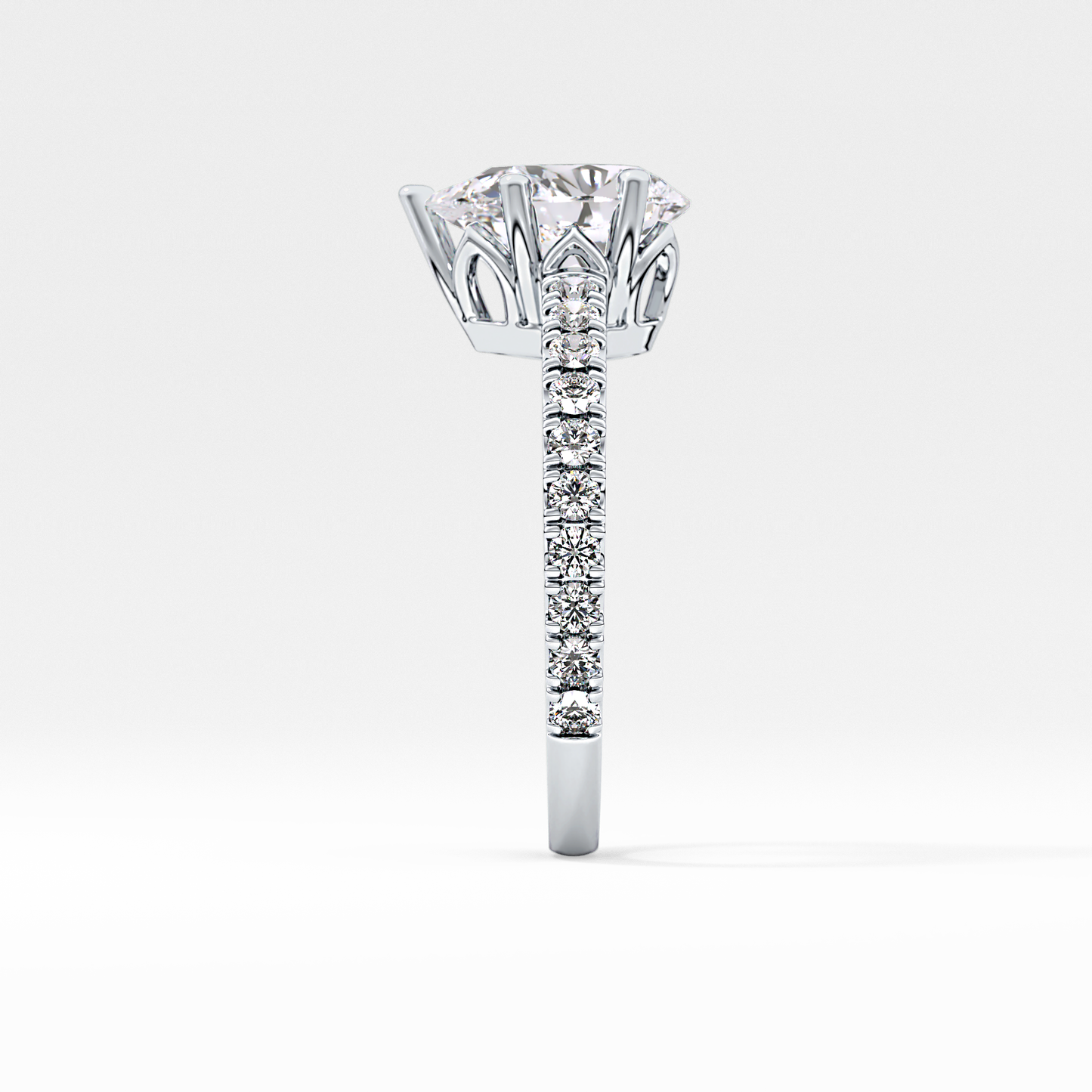 Pear Cut 1.81 Carat Moissanite Ring – Pave Setting in Gold