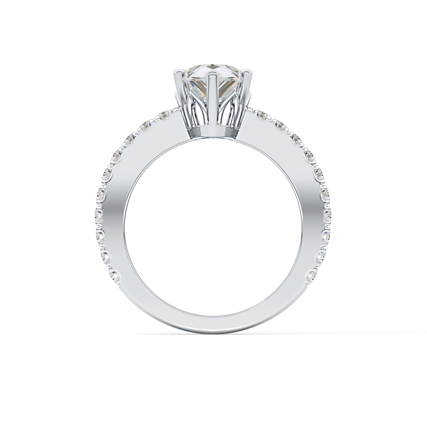 Pear Cut 1.81 Carat Moissanite Ring – Pave Setting in Gold