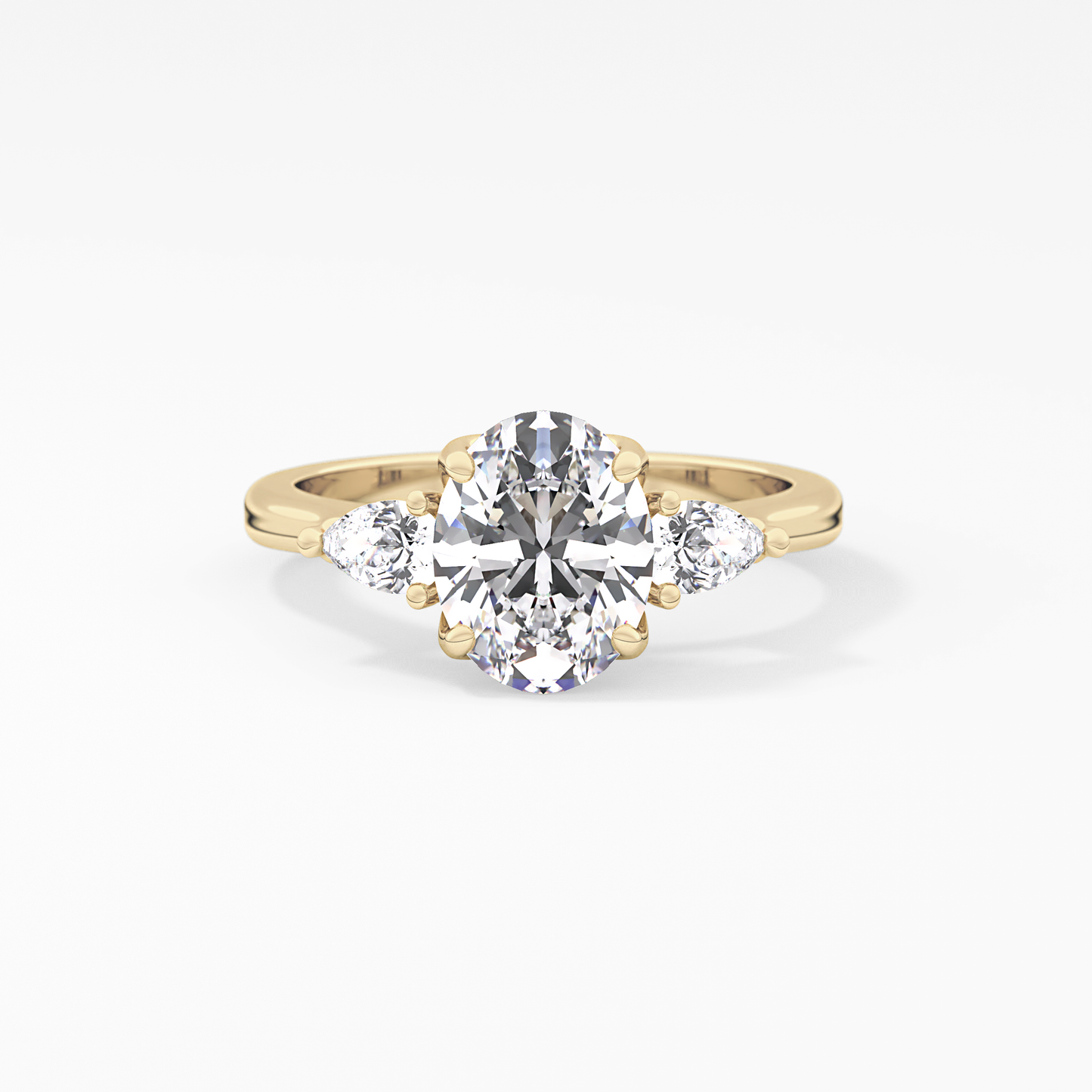 Oval Cut 1.67 Carat Moissanite Ring – Three Stones Setting in Gold