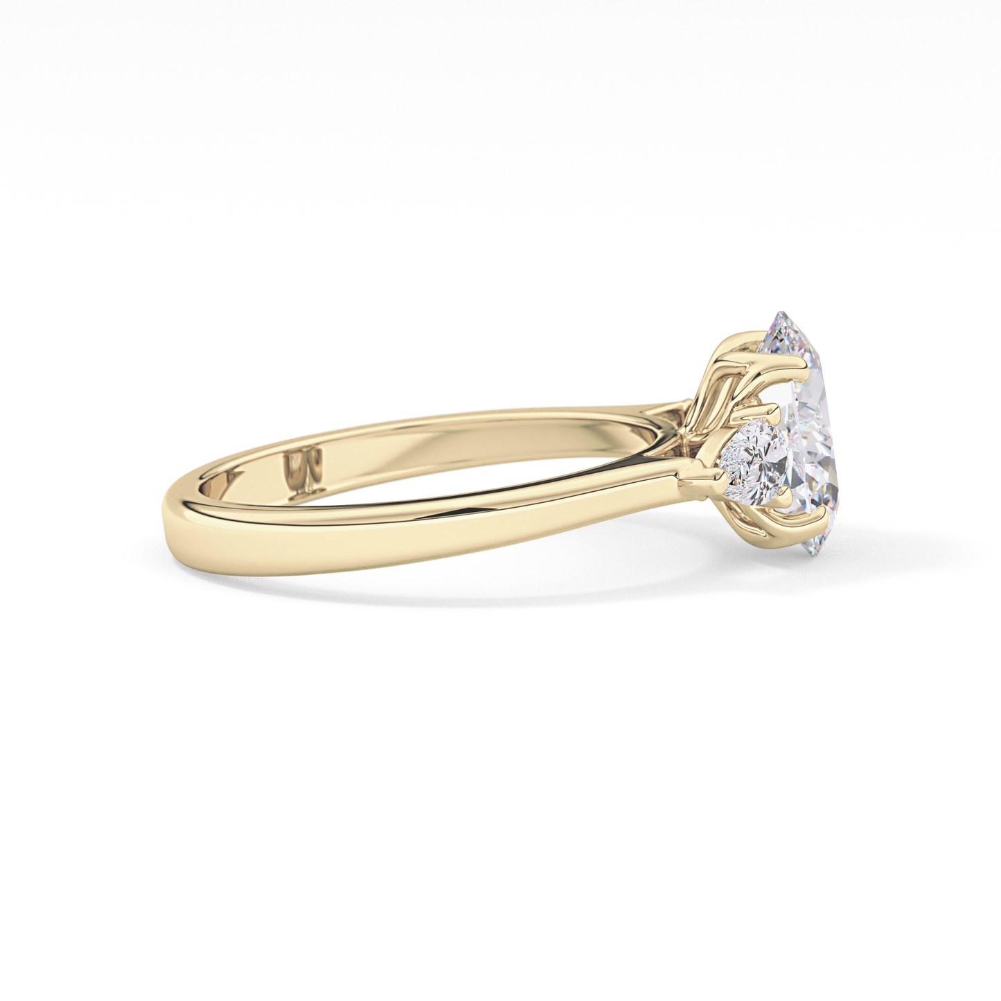 Oval Cut 1.67 Carat Moissanite Ring – Three Stones Setting in Gold