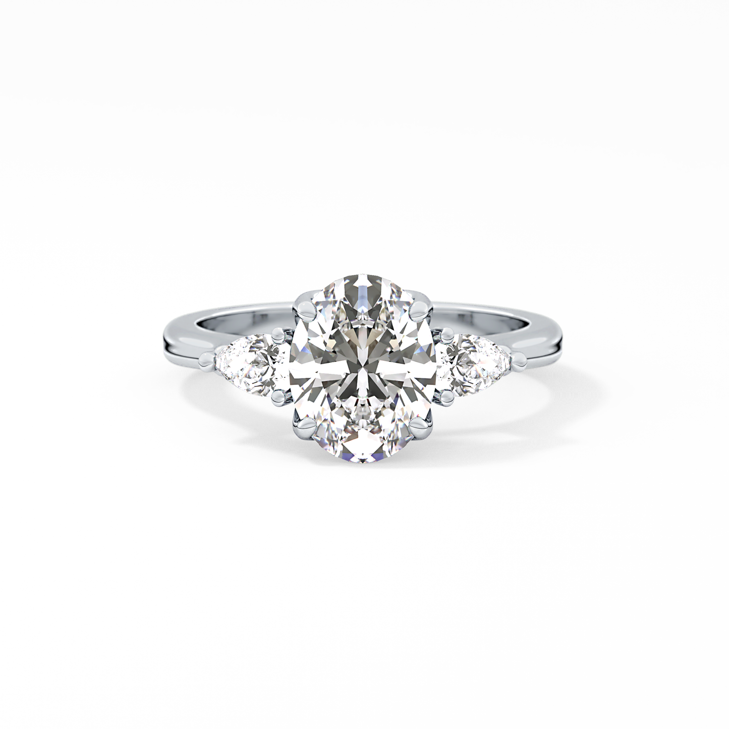 Oval Cut 1.67 Carat Moissanite Ring – Three Stones Setting in Gold