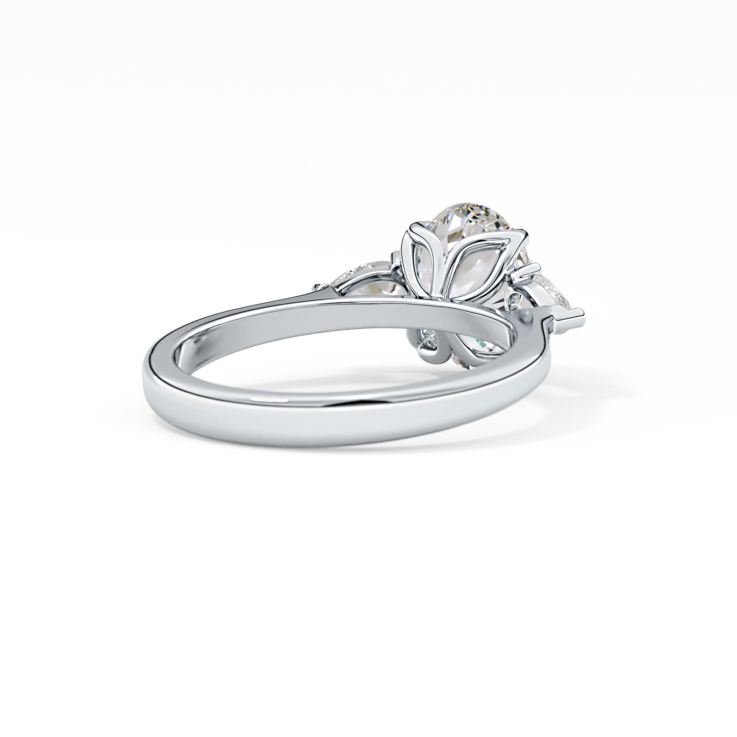 Oval Cut 1.67 Carat Moissanite Ring – Three Stones Setting in Gold
