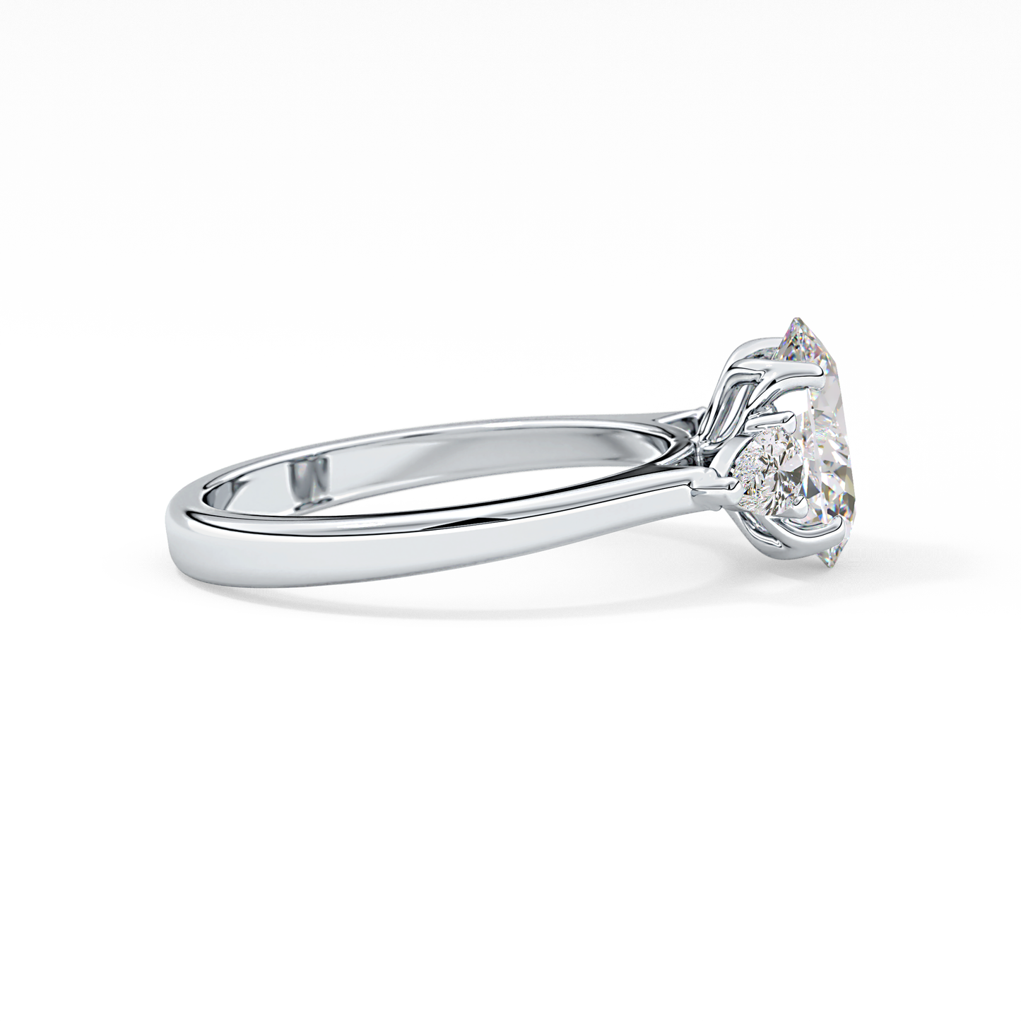 Oval Cut 1.67 Carat Moissanite Ring – Three Stones Setting in Gold