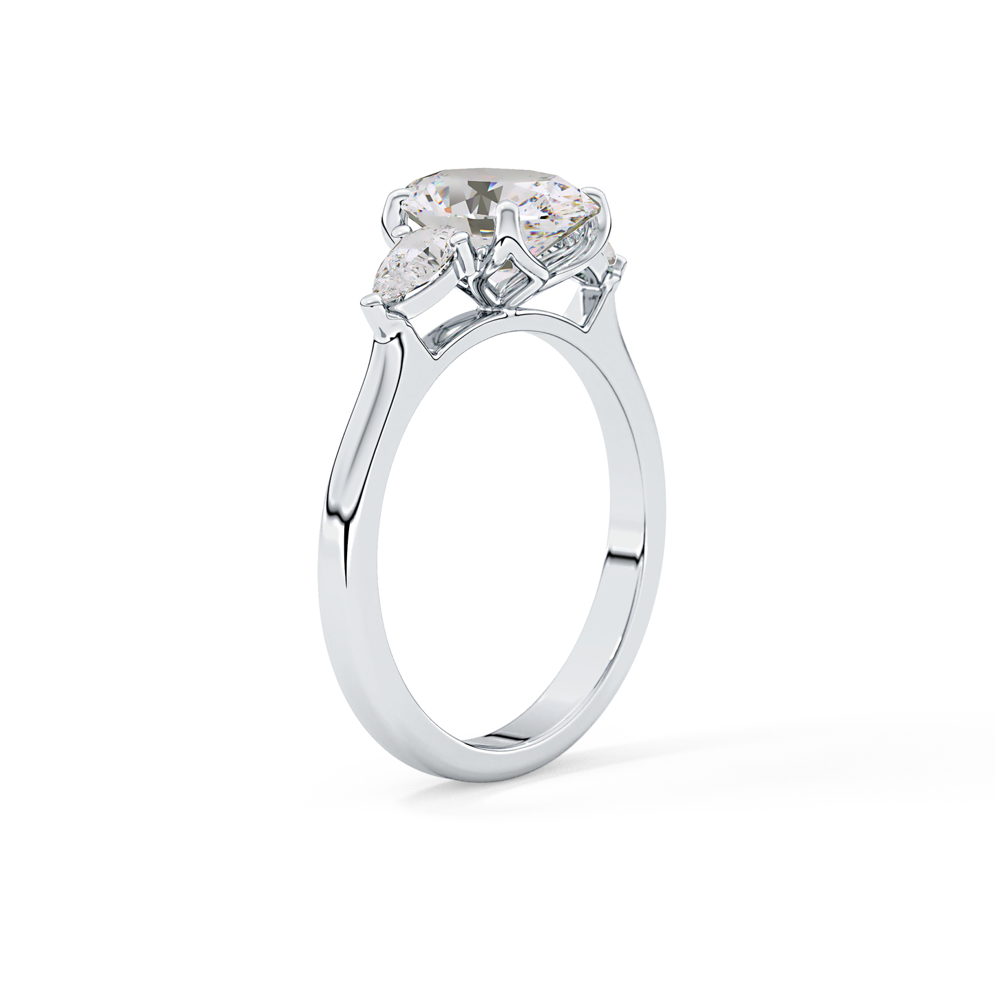 Oval Cut 1.67 Carat Moissanite Ring – Three Stones Setting in Gold
