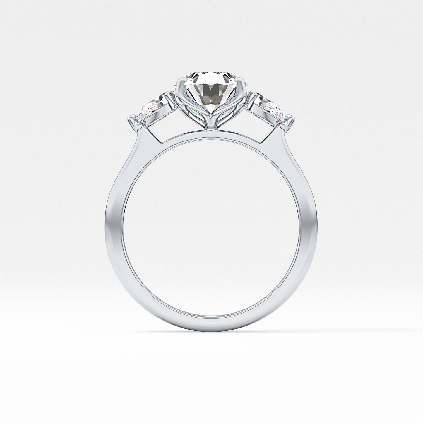 Oval Cut 1.67 Carat Moissanite Ring – Three Stones Setting in Gold