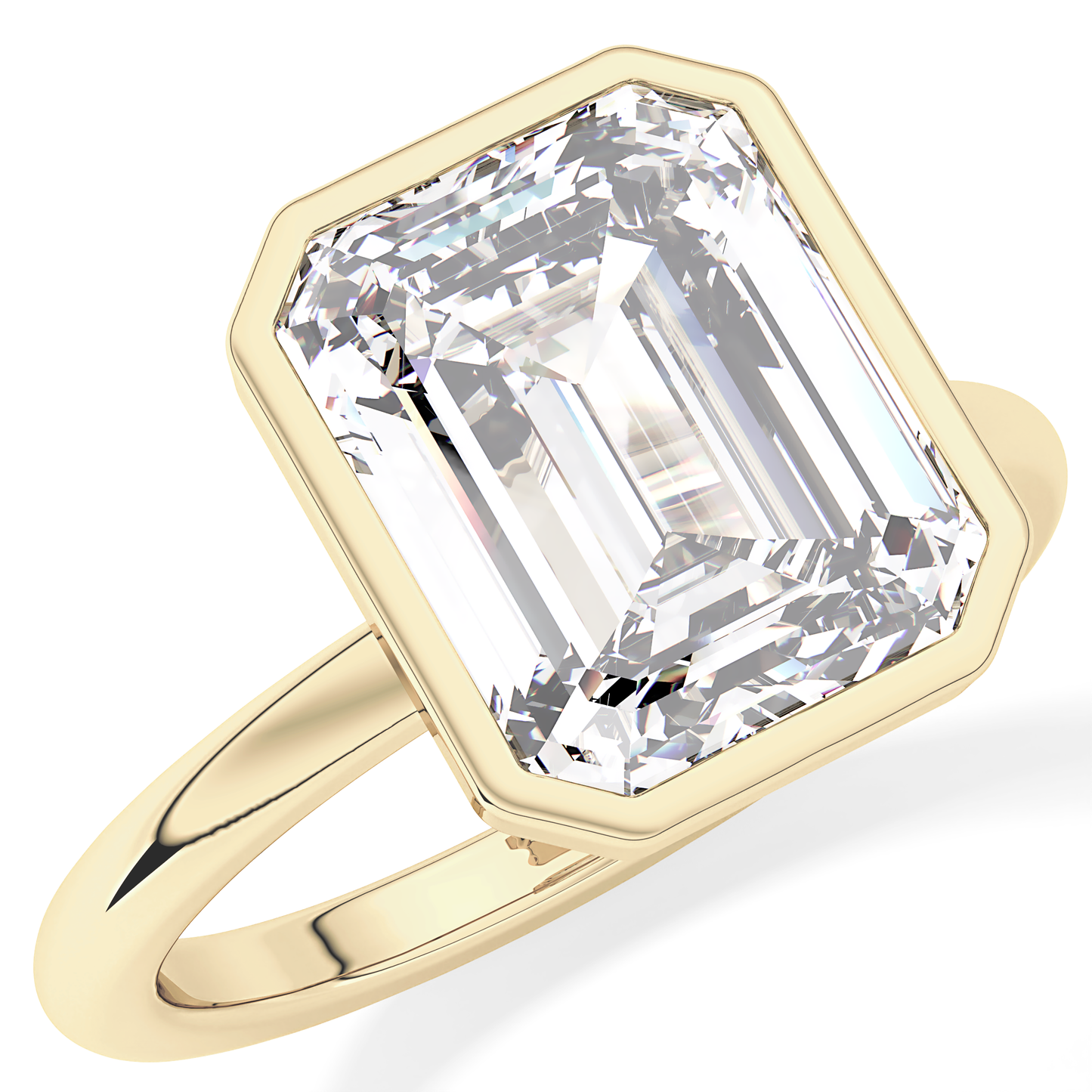 Emerald Cut 3.71 Carat Moissanite Ring - Solitaire Setting in Gold