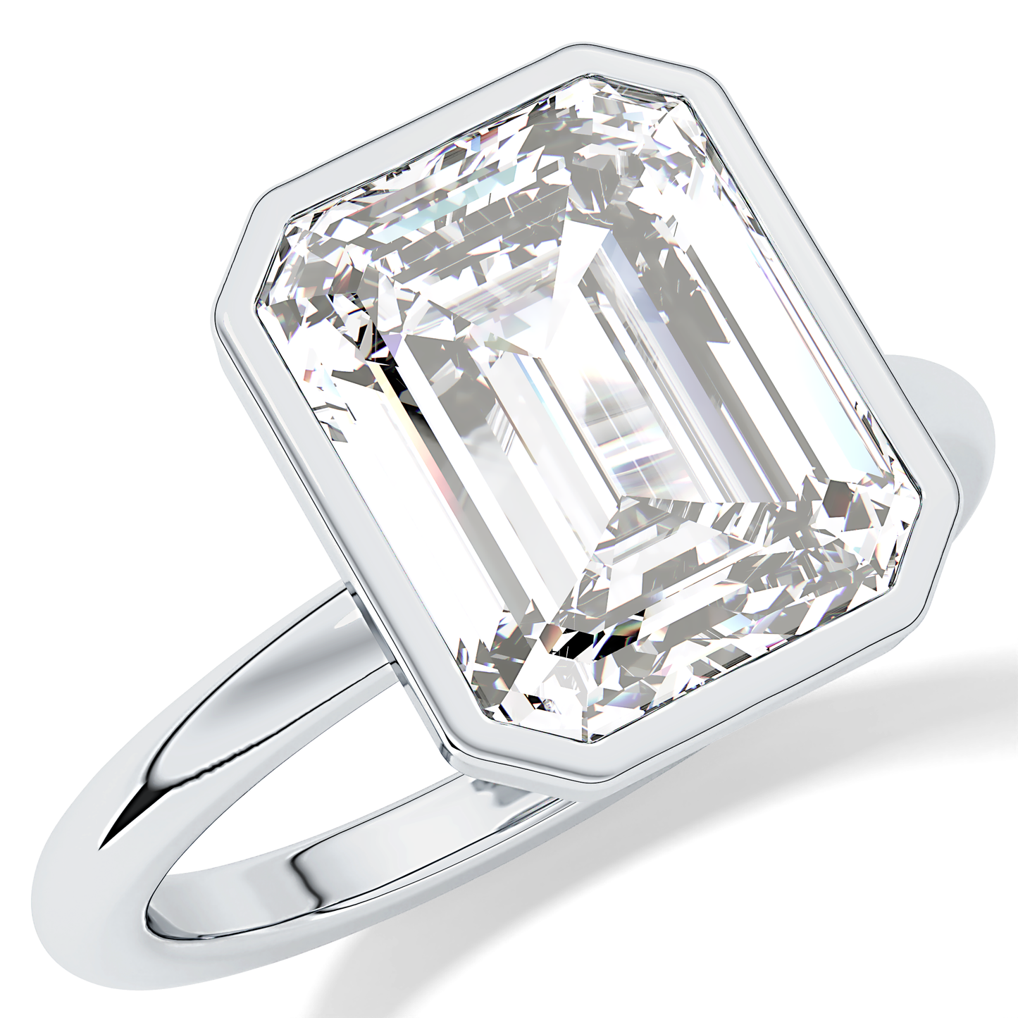 Emerald Cut 3.71 Carat Moissanite Ring - Solitaire Setting in Gold
