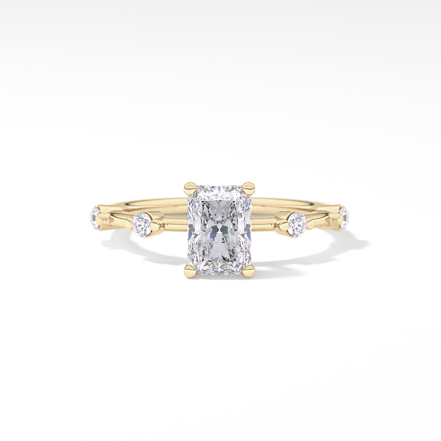 Radiant Cut 1.21 Carat Moissanite Ring – Dainty Setting in Gold