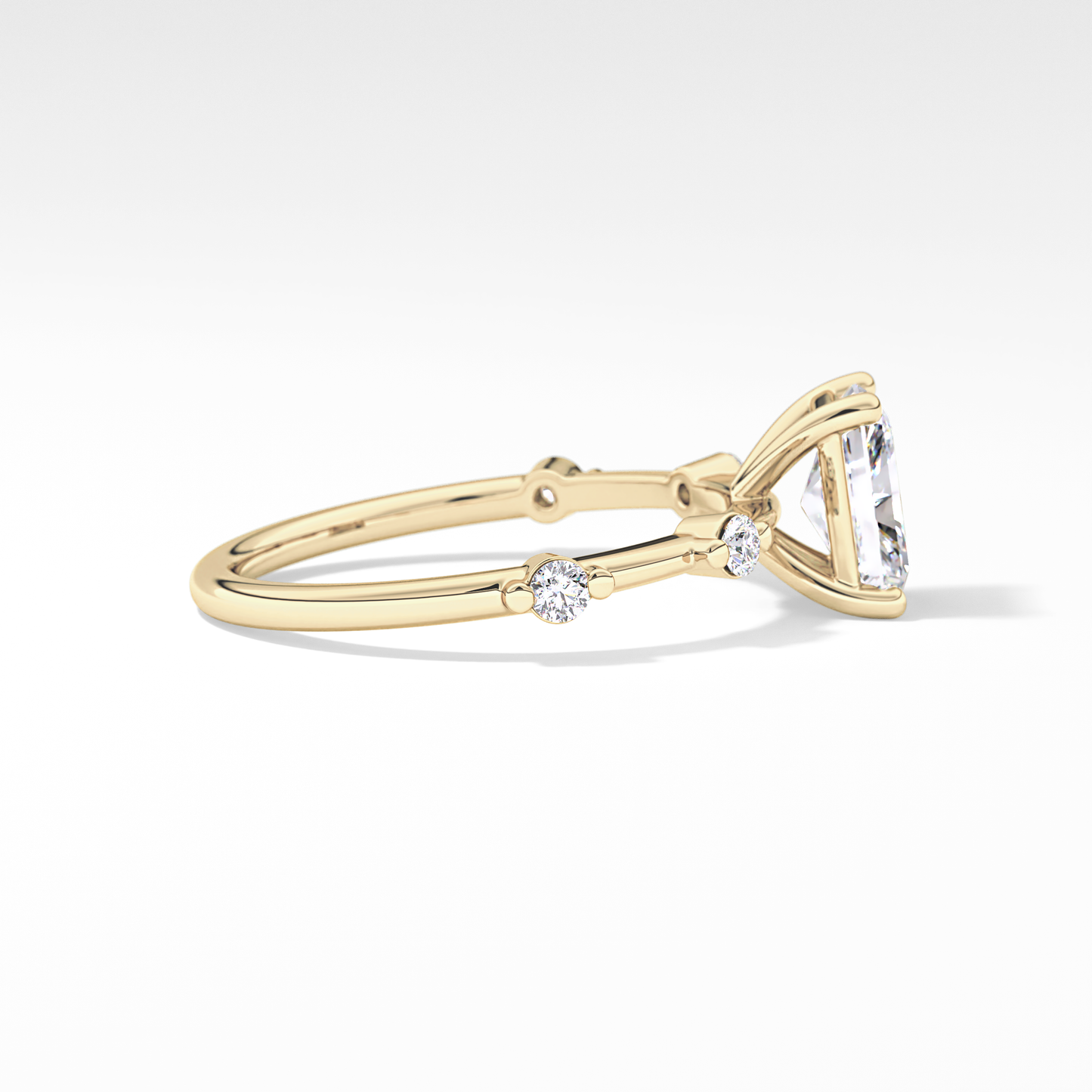 Radiant Cut 1.21 Carat Moissanite Ring – Dainty Setting in Gold