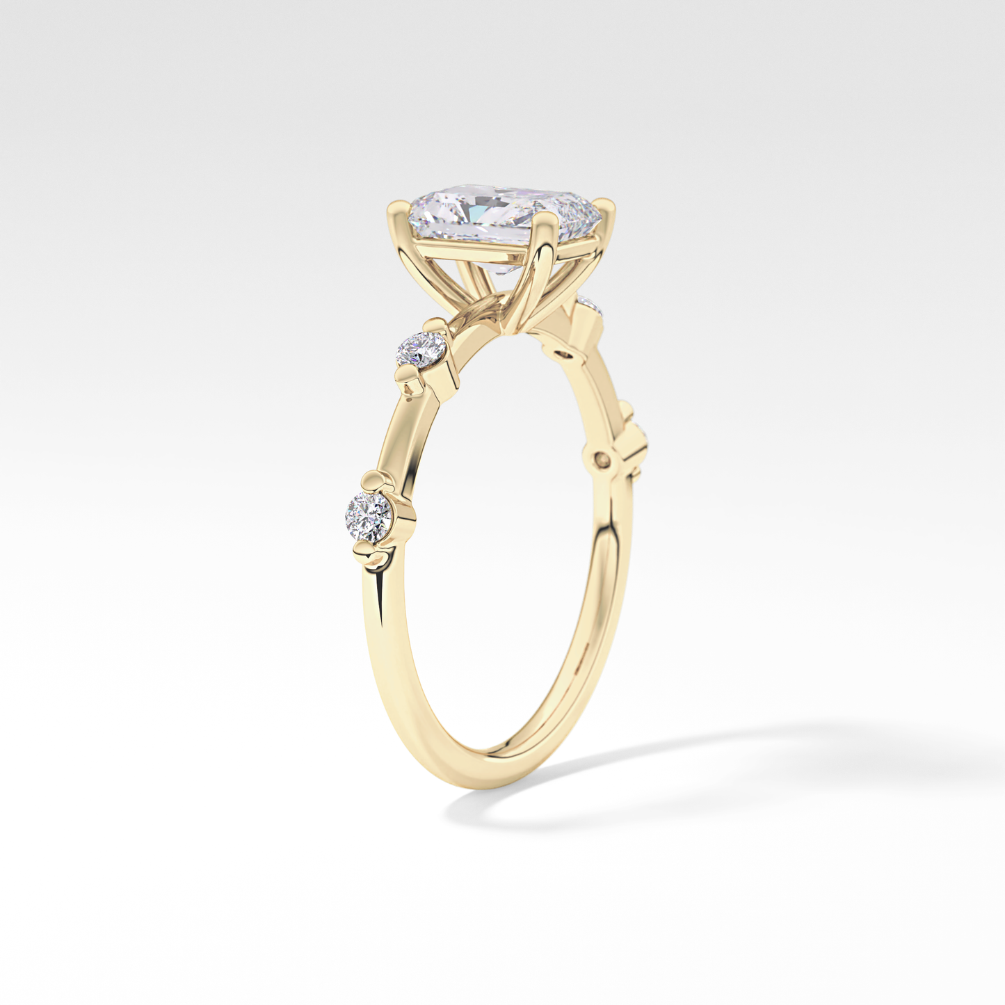 Radiant Cut 1.21 Carat Moissanite Ring – Dainty Setting in Gold