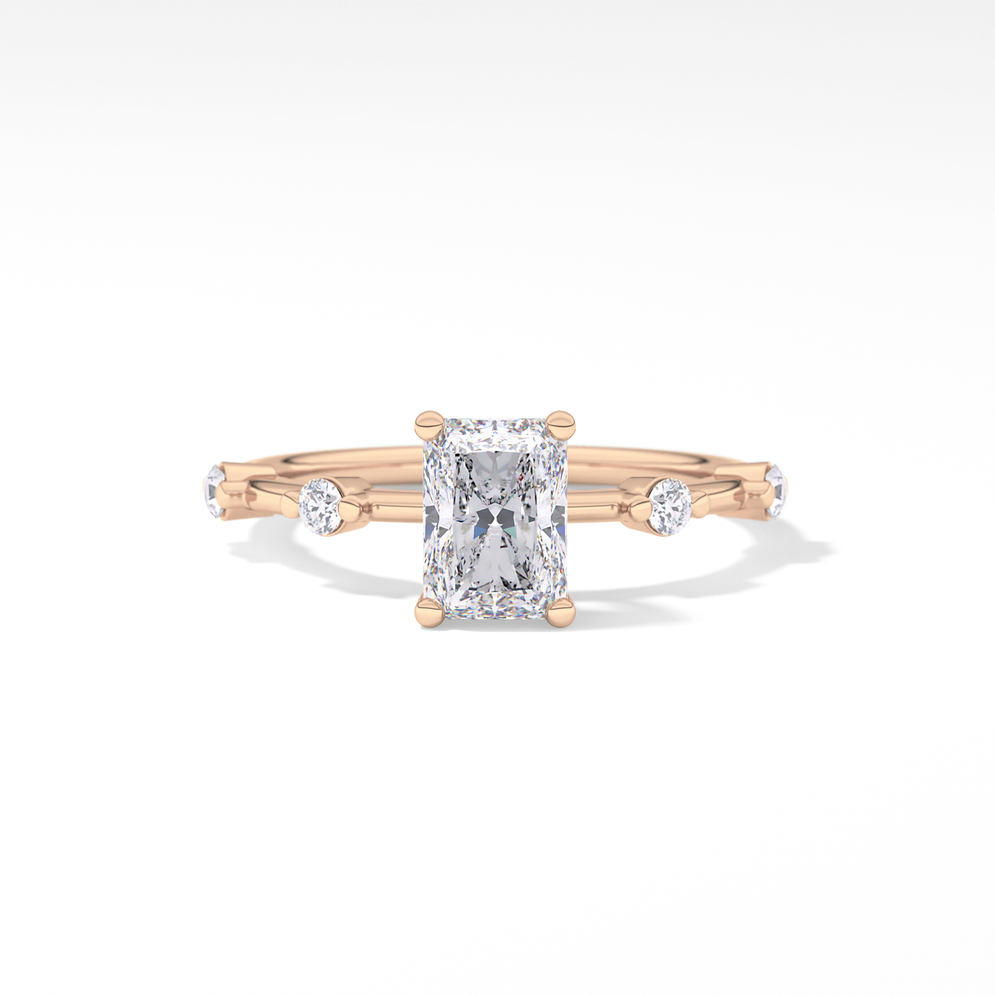 Radiant Cut 1.21 Carat Moissanite Ring – Dainty Setting in Gold