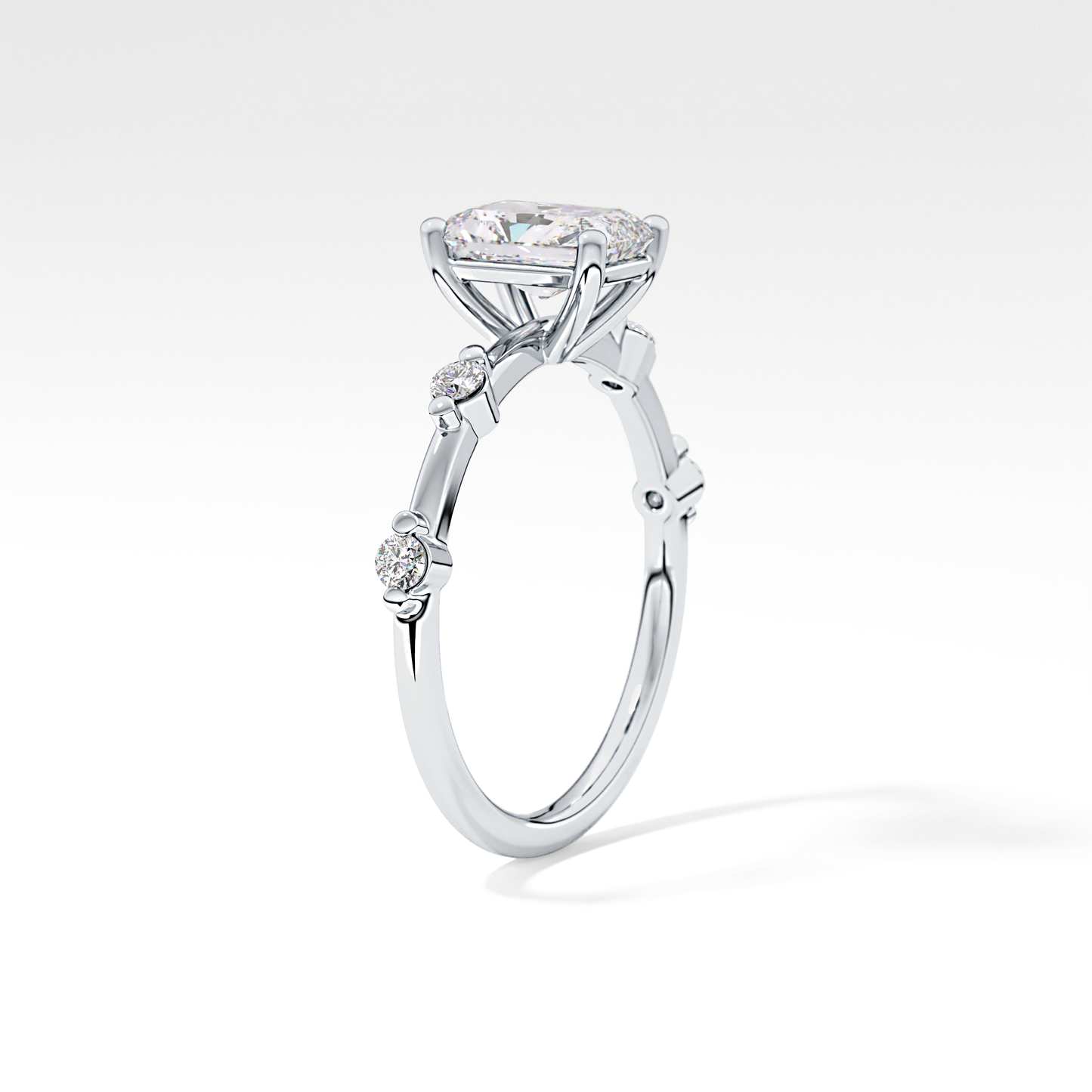 Radiant Cut 1.21 Carat Moissanite Ring – Dainty Setting in Gold