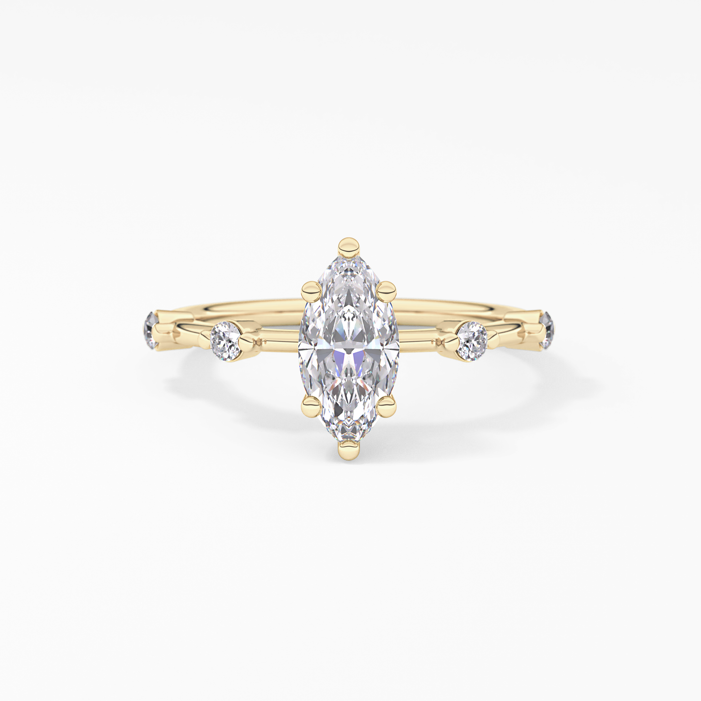 Marquise Cut 0.82 Carat Moissanite Ring – Dainty Setting in Gold