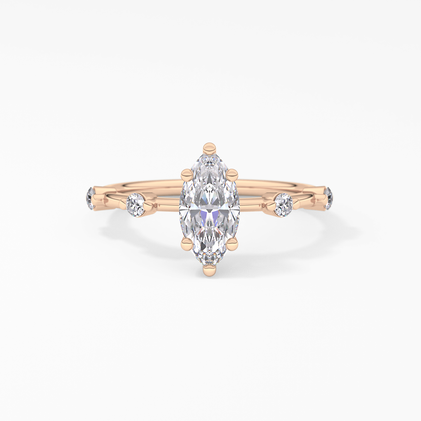 Marquise Cut 0.82 Carat Moissanite Ring – Dainty Setting in Gold