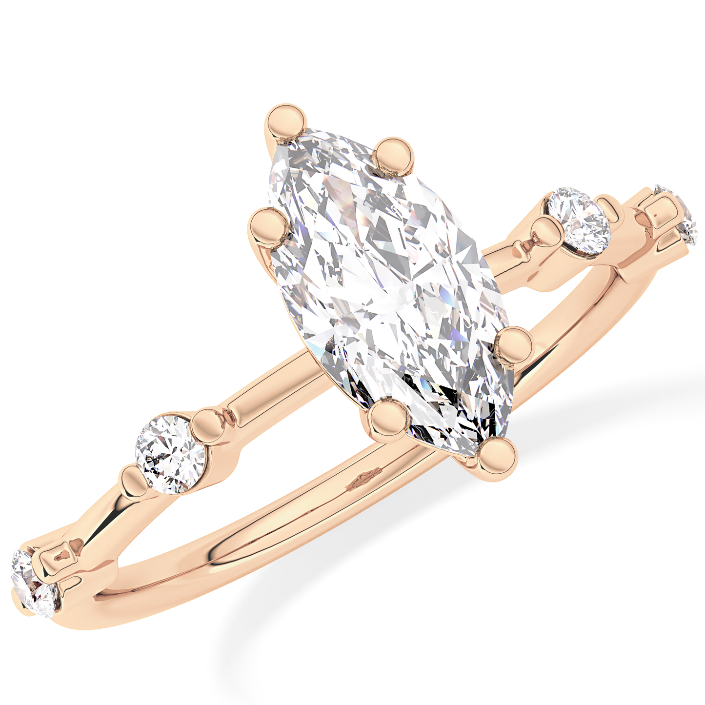 Marquise Cut 0.82 Carat Moissanite Ring – Dainty Setting in Gold