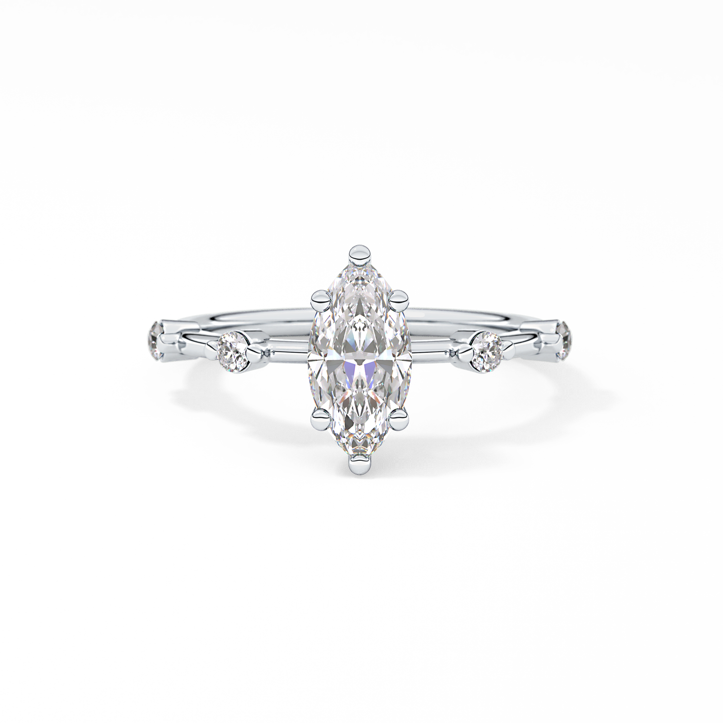 Marquise Cut 0.82 Carat Moissanite Ring – Dainty Setting in Gold