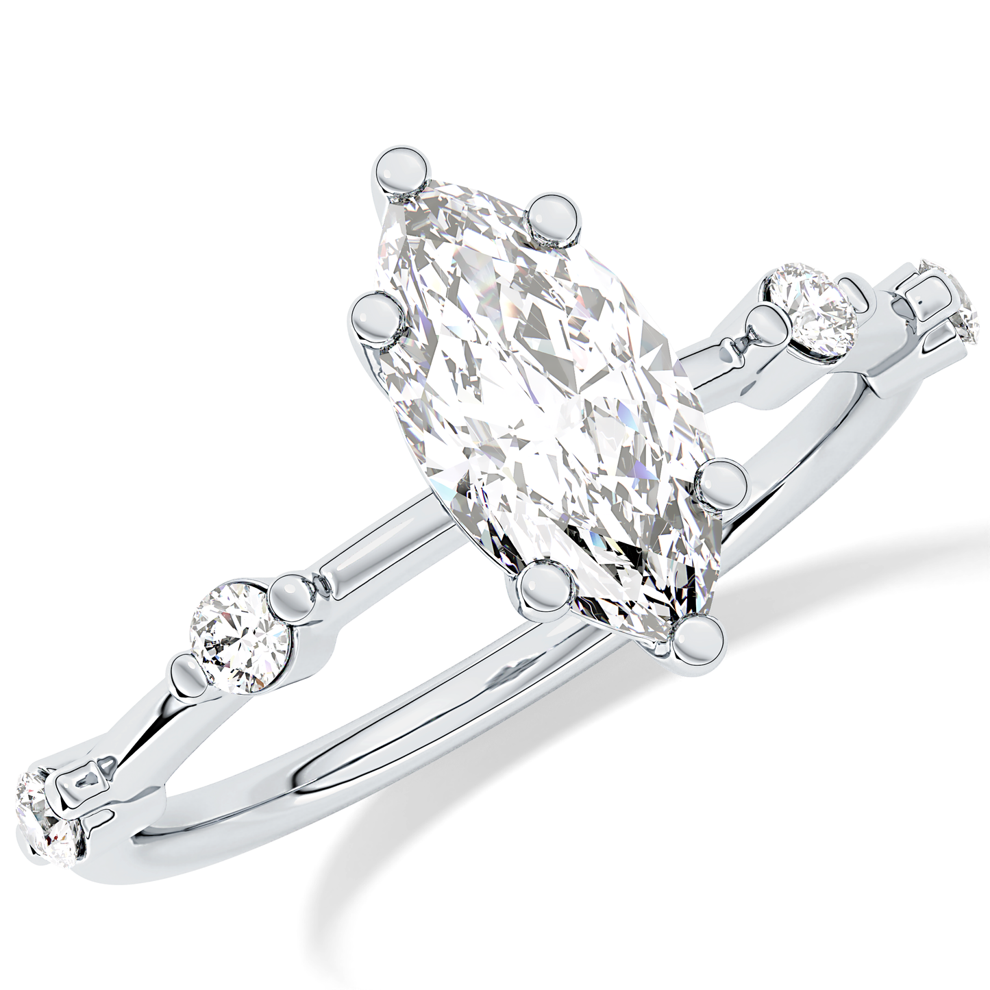 Marquise Cut 0.82 Carat Moissanite Ring – Dainty Setting in Gold
