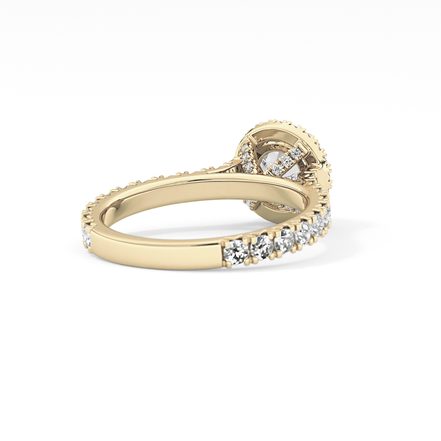 Round Cut 1.03 Carat Moissanite Ring – Halo & Pave Setting in Gold