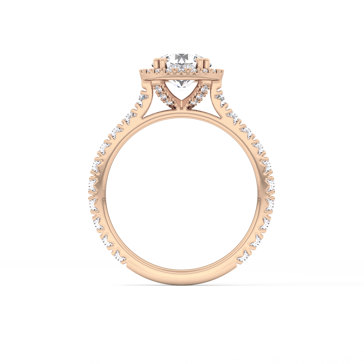 Round Cut 1.03 Carat Moissanite Ring – Halo & Pave Setting in Gold