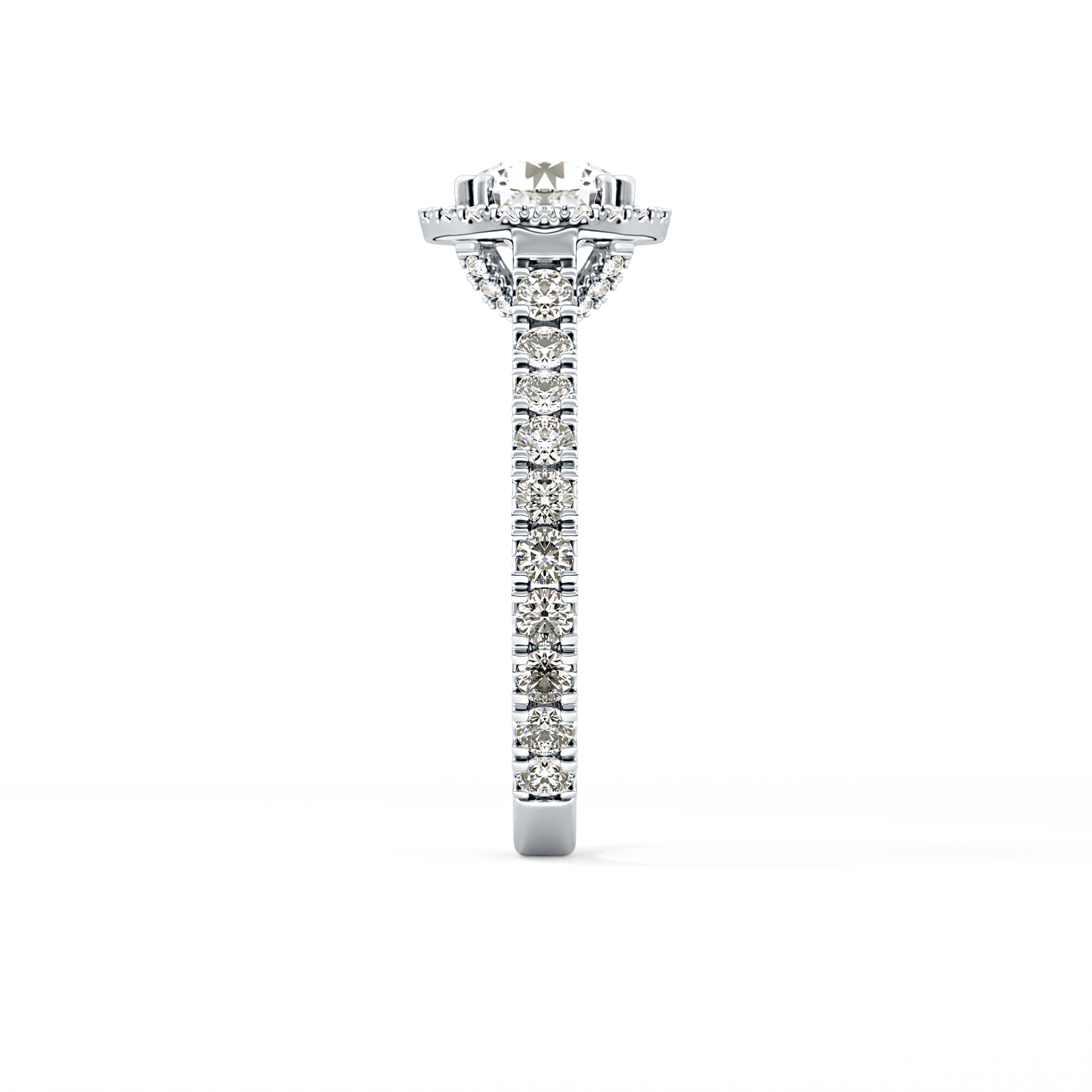 Round Cut 1.03 Carat Moissanite Ring – Halo & Pave Setting in Gold