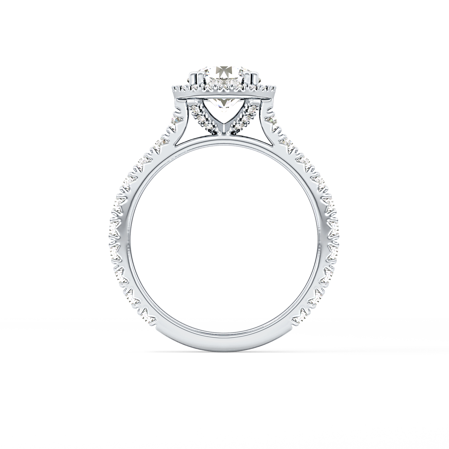 Round Cut 1.03 Carat Moissanite Ring – Halo & Pave Setting in Gold