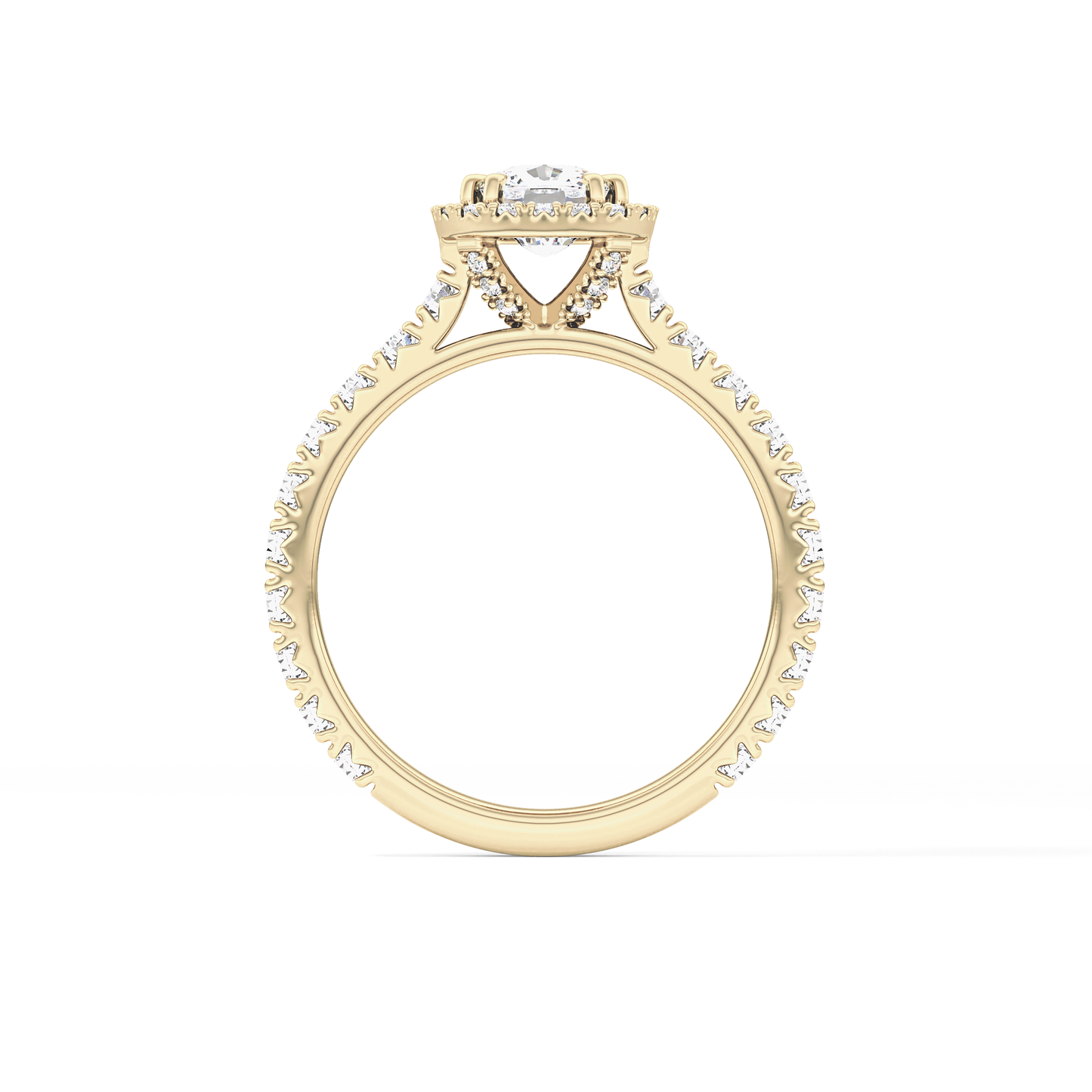 Cushion Cut 1.04 Carat Moissanite Ring – Halo & Pave Setting in Gold