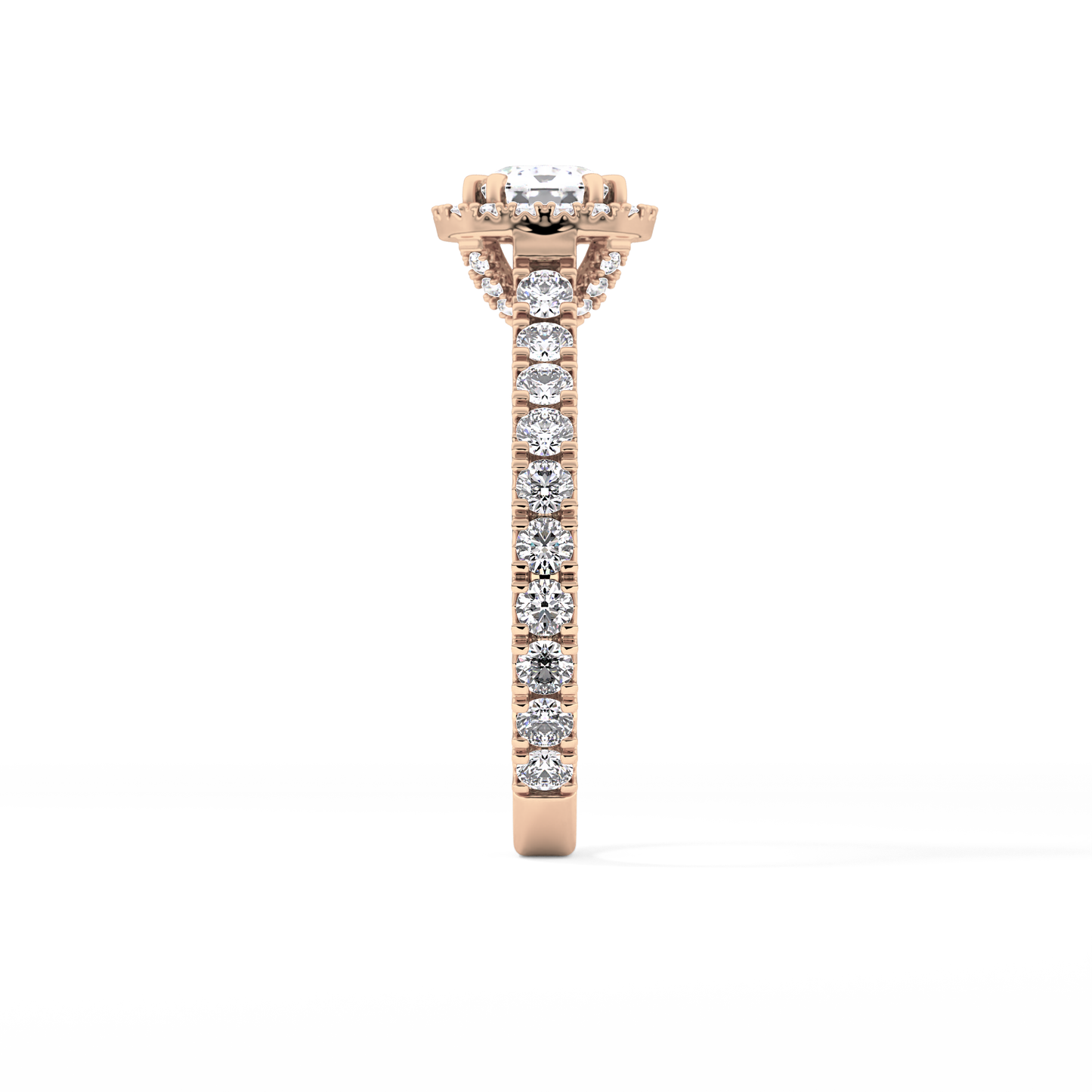 Cushion Cut 1.04 Carat Moissanite Ring – Halo & Pave Setting in Gold