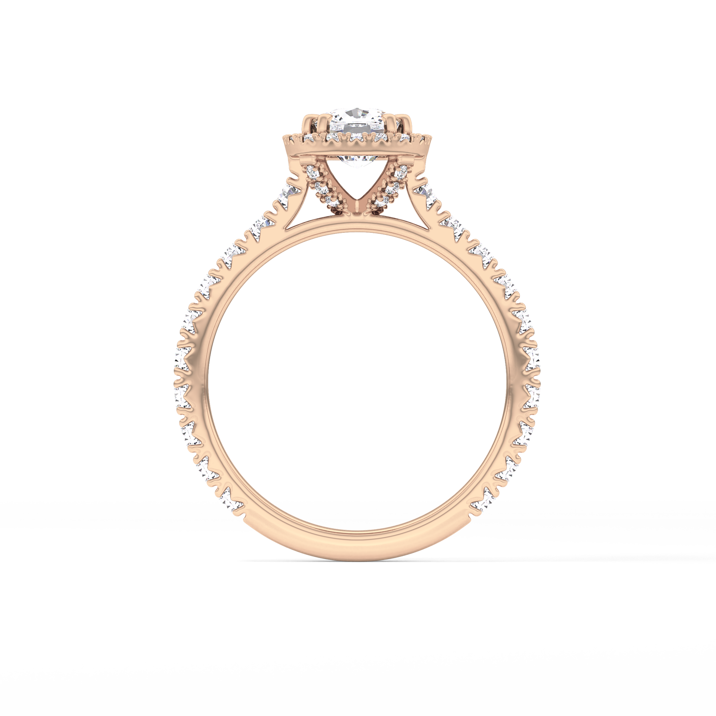 Cushion Cut 1.04 Carat Moissanite Ring – Halo & Pave Setting in Gold