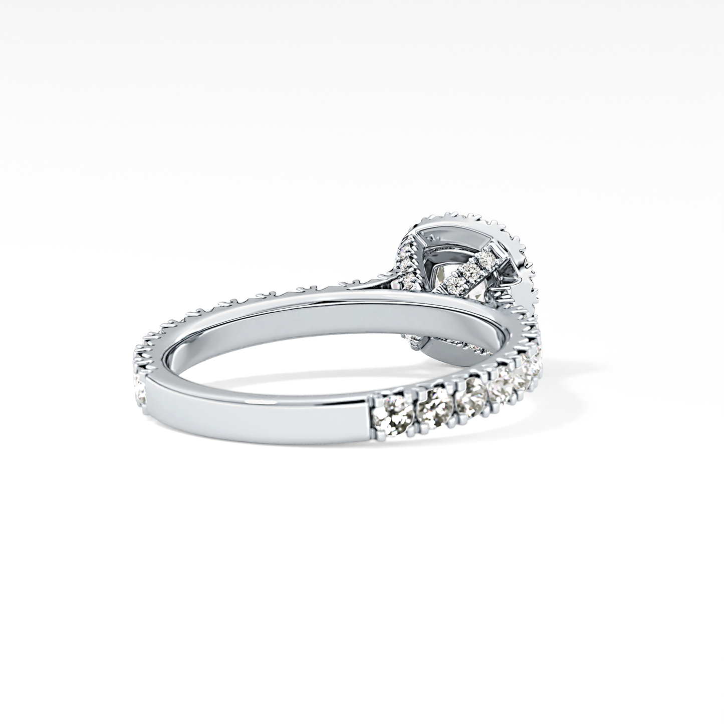 Cushion Cut 1.04 Carat Moissanite Ring – Halo & Pave Setting in Gold