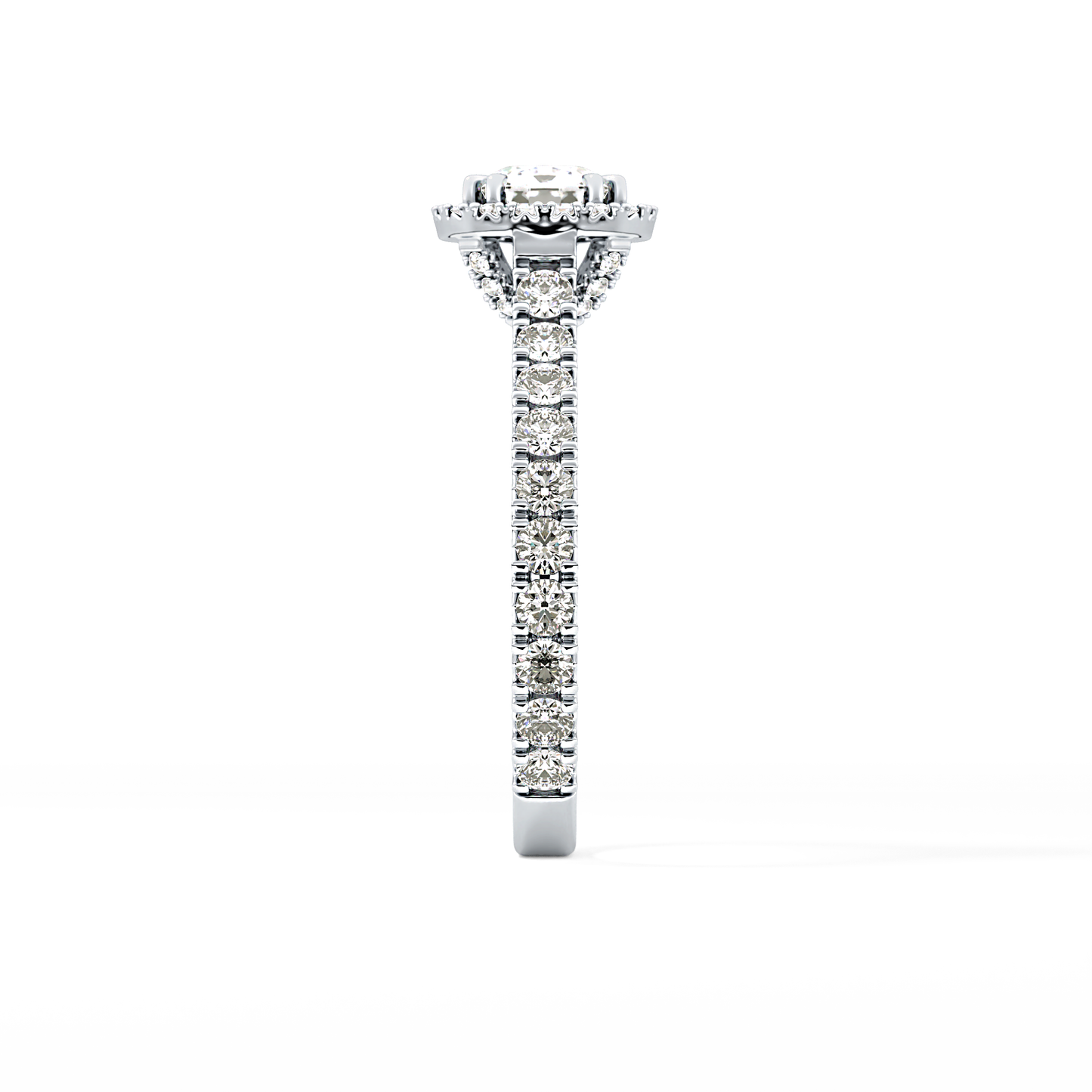 Cushion Cut 1.04 Carat Moissanite Ring – Halo & Pave Setting in Gold