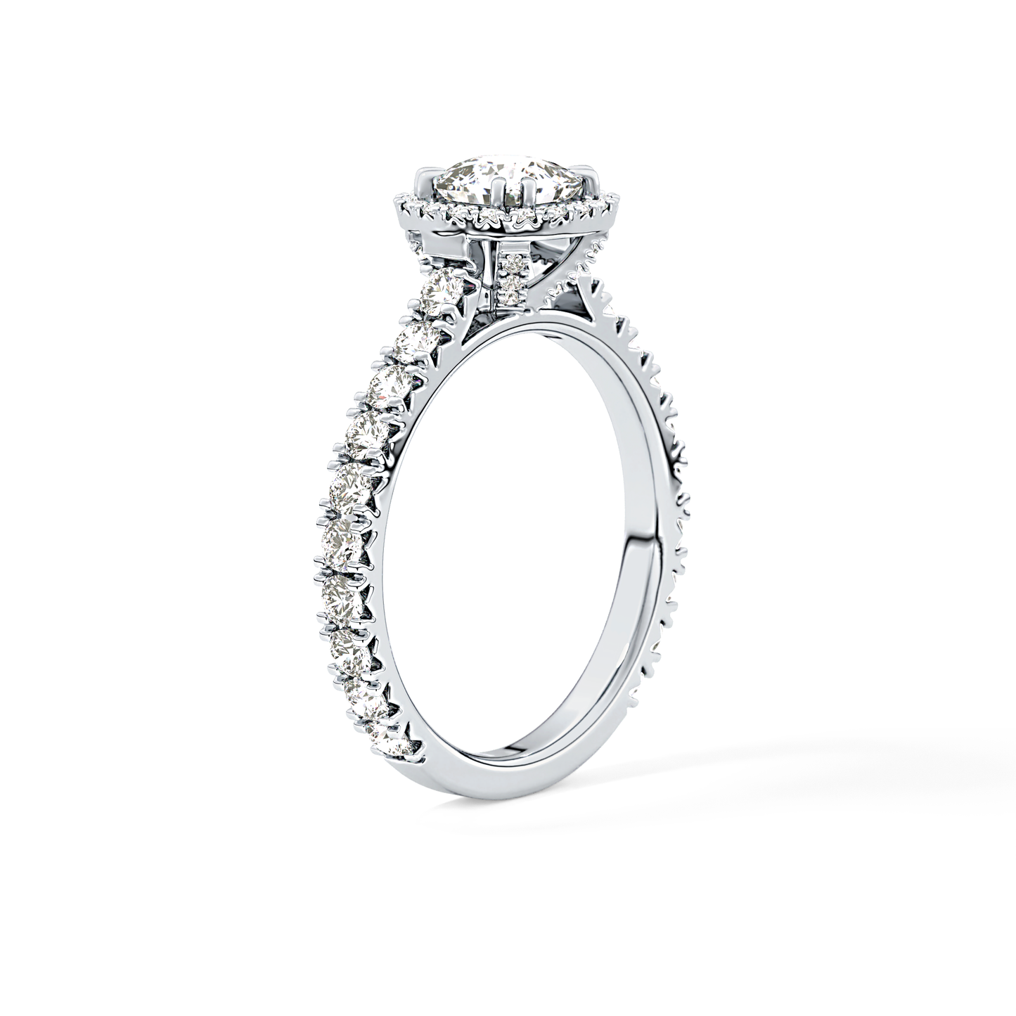 Cushion Cut 1.04 Carat Moissanite Ring – Halo & Pave Setting in Gold