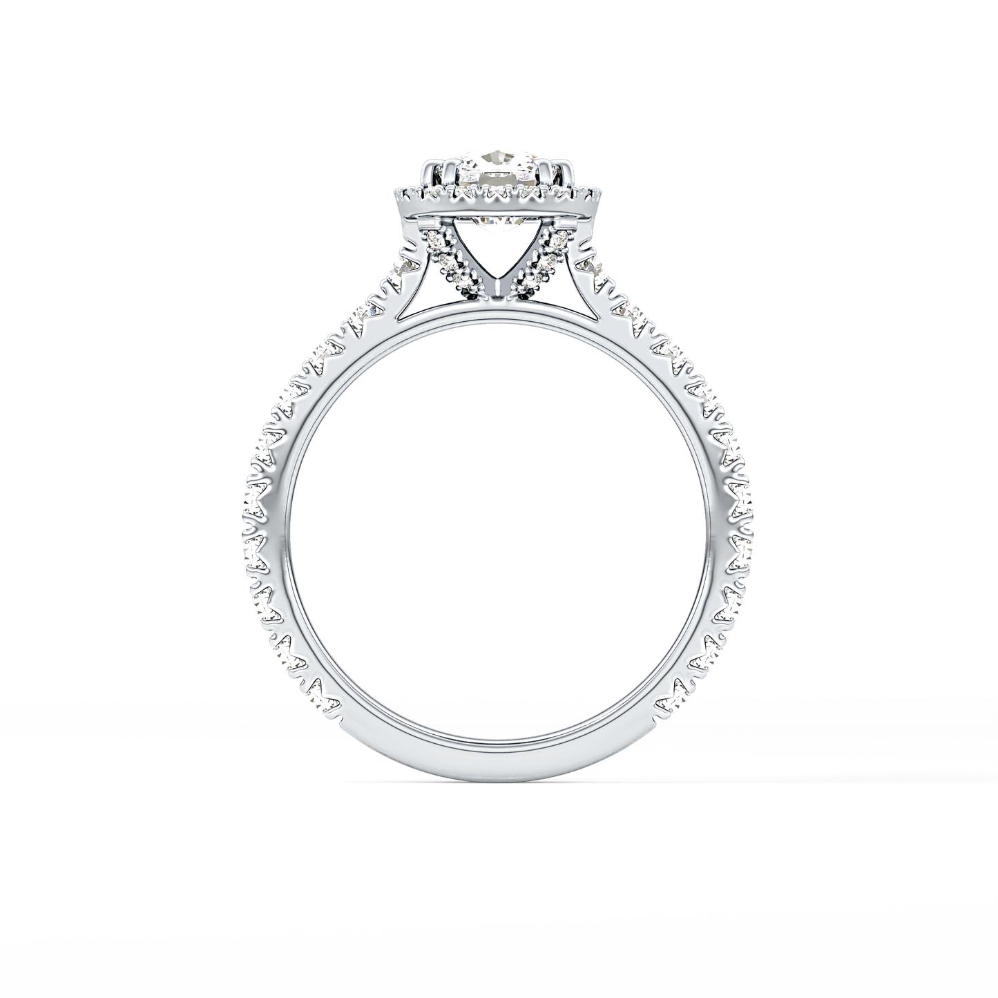 Cushion Cut 1.04 Carat Moissanite Ring – Halo & Pave Setting in Gold