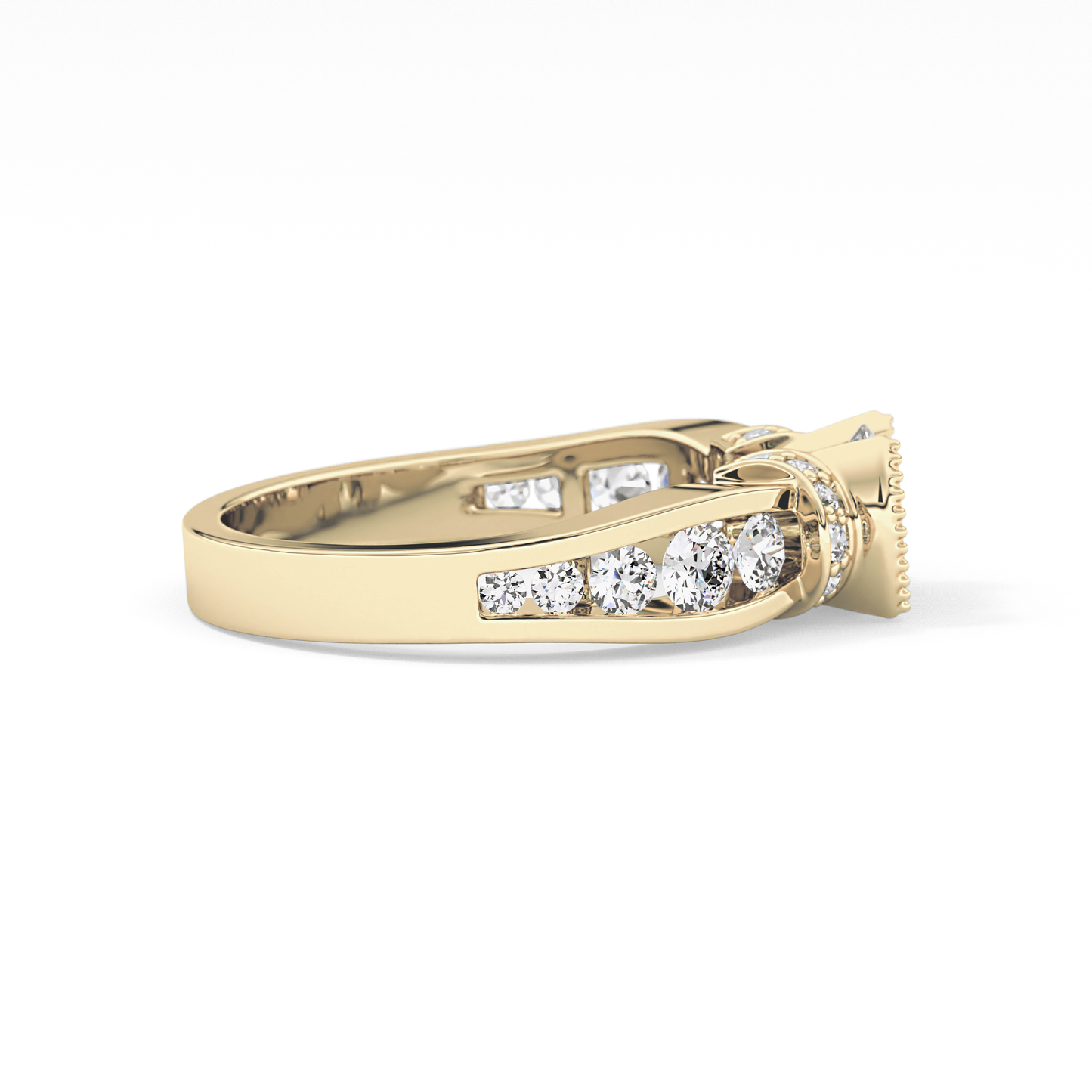 Round Cut 1.02 Carat Moissanite Ring – Pave Setting in Gold