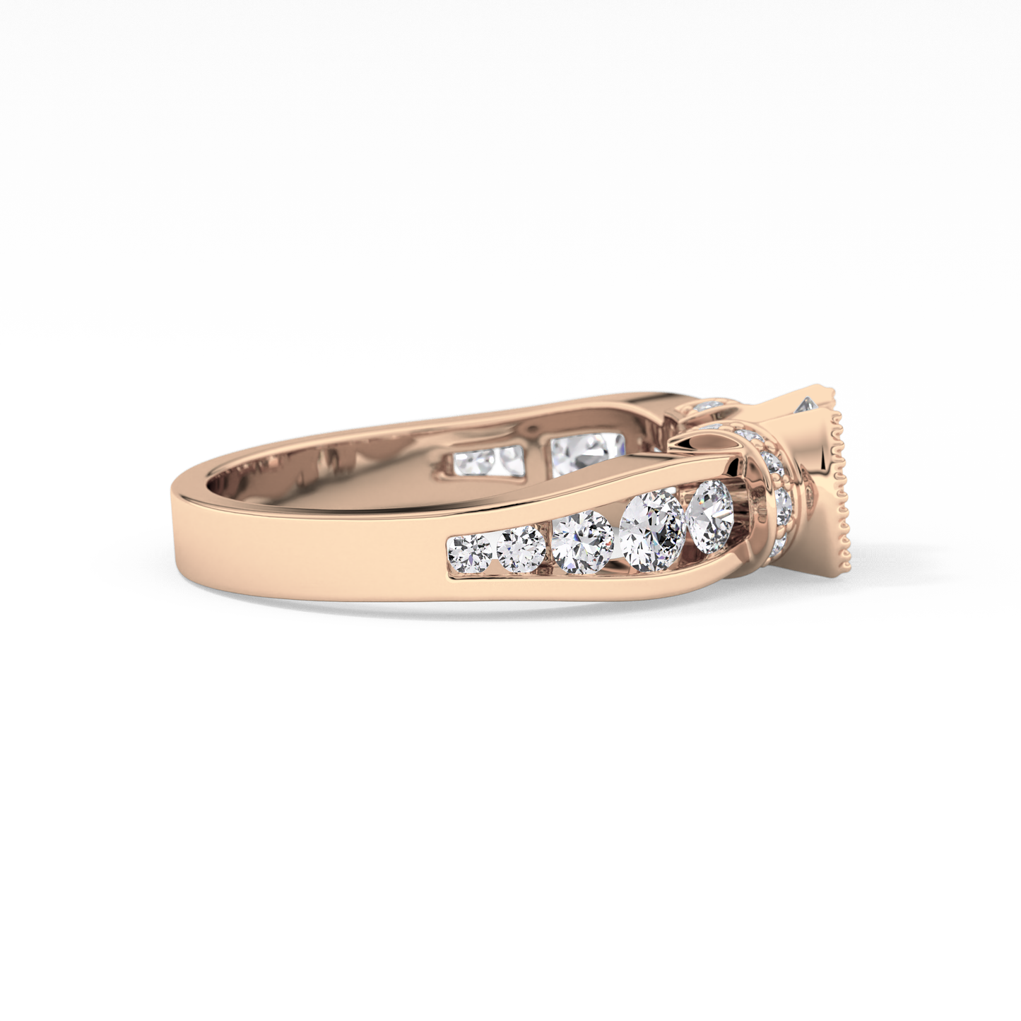Round Cut 1.02 Carat Moissanite Ring – Pave Setting in Gold