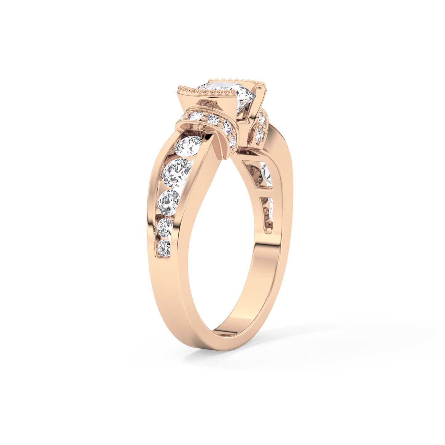 Round Cut 1.02 Carat Moissanite Ring – Pave Setting in Gold