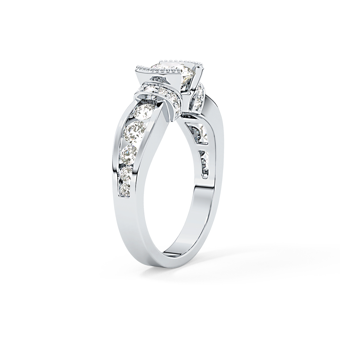 Round Cut 1.02 Carat Moissanite Ring – Pave Setting in Gold