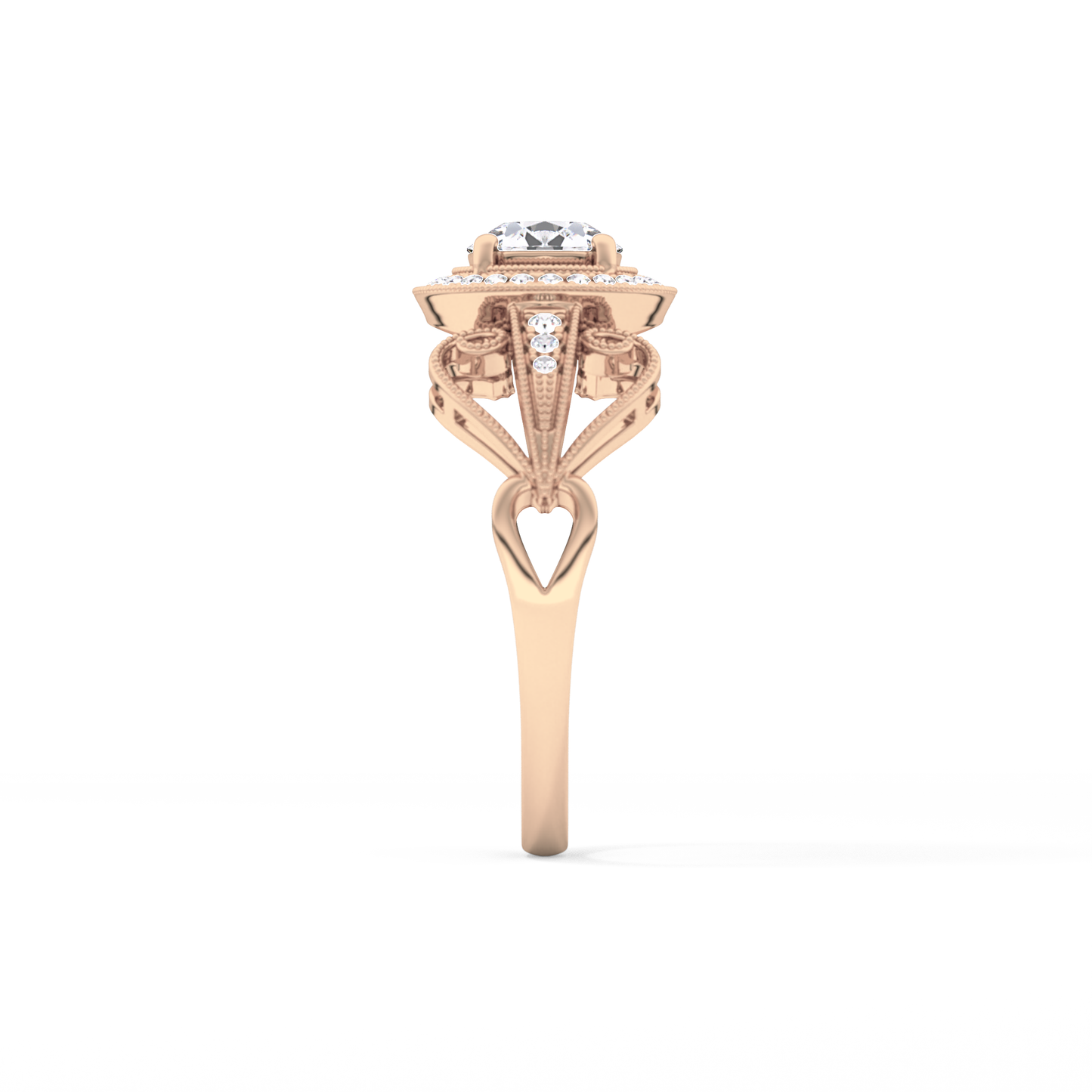 Round Cut 0.67 Carat Moissanite Ring – Halo and Pave Setting in Gold