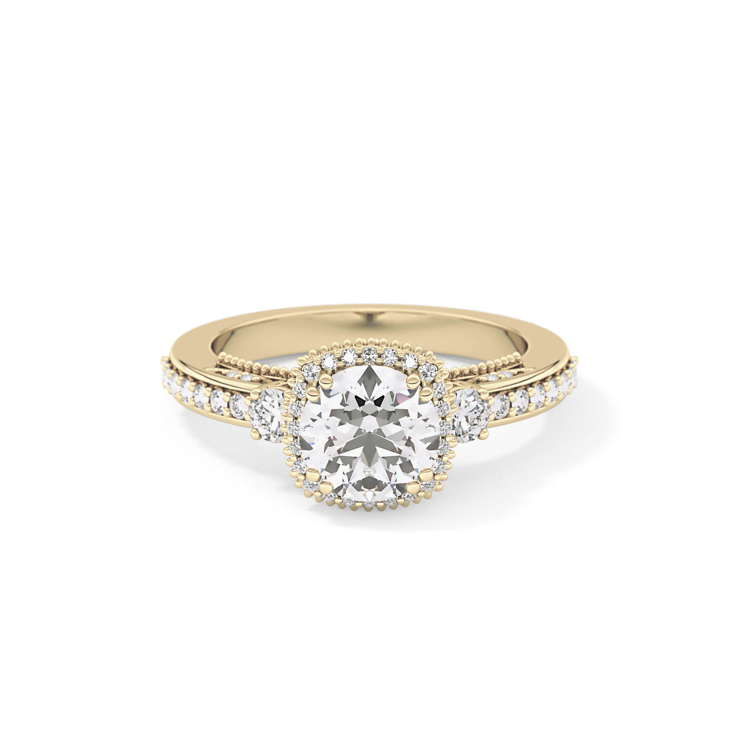 Round Cut 1.05 Carat Moissanite Ring – Cluster Setting in Gold