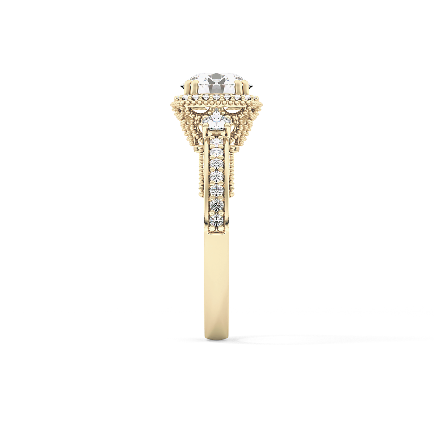 Round Cut 1.05 Carat Moissanite Ring – Cluster Setting in Gold