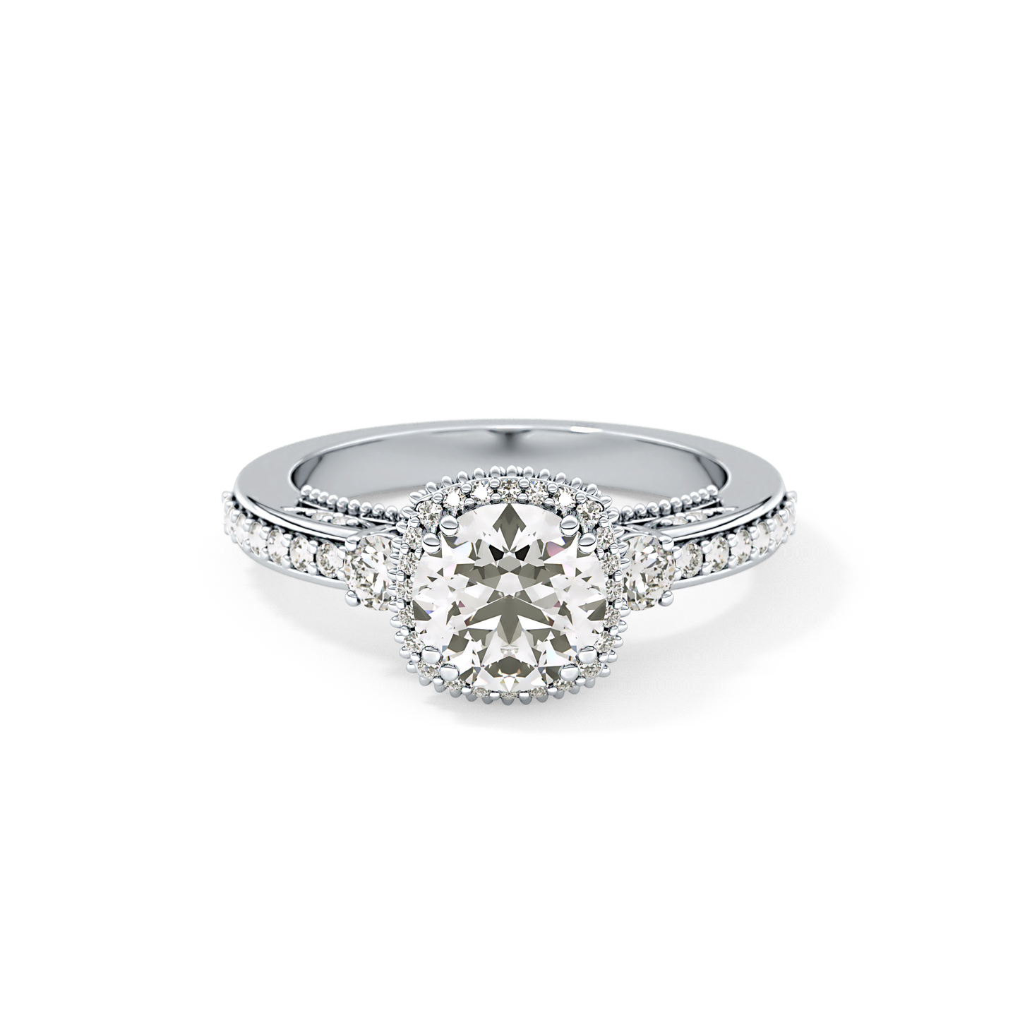 Round Cut 1.05 Carat Moissanite Ring – Cluster Setting in Gold