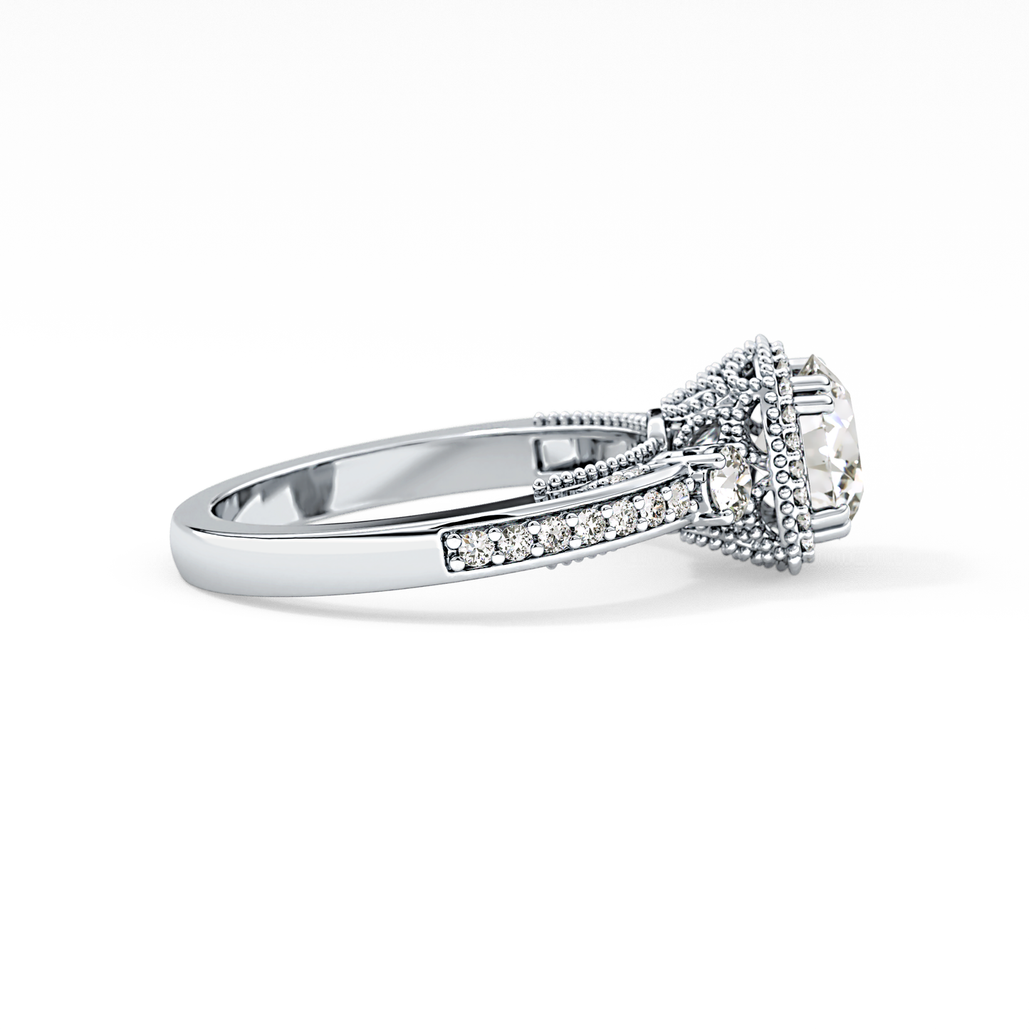 Round Cut 1.05 Carat Moissanite Ring – Cluster Setting in Gold